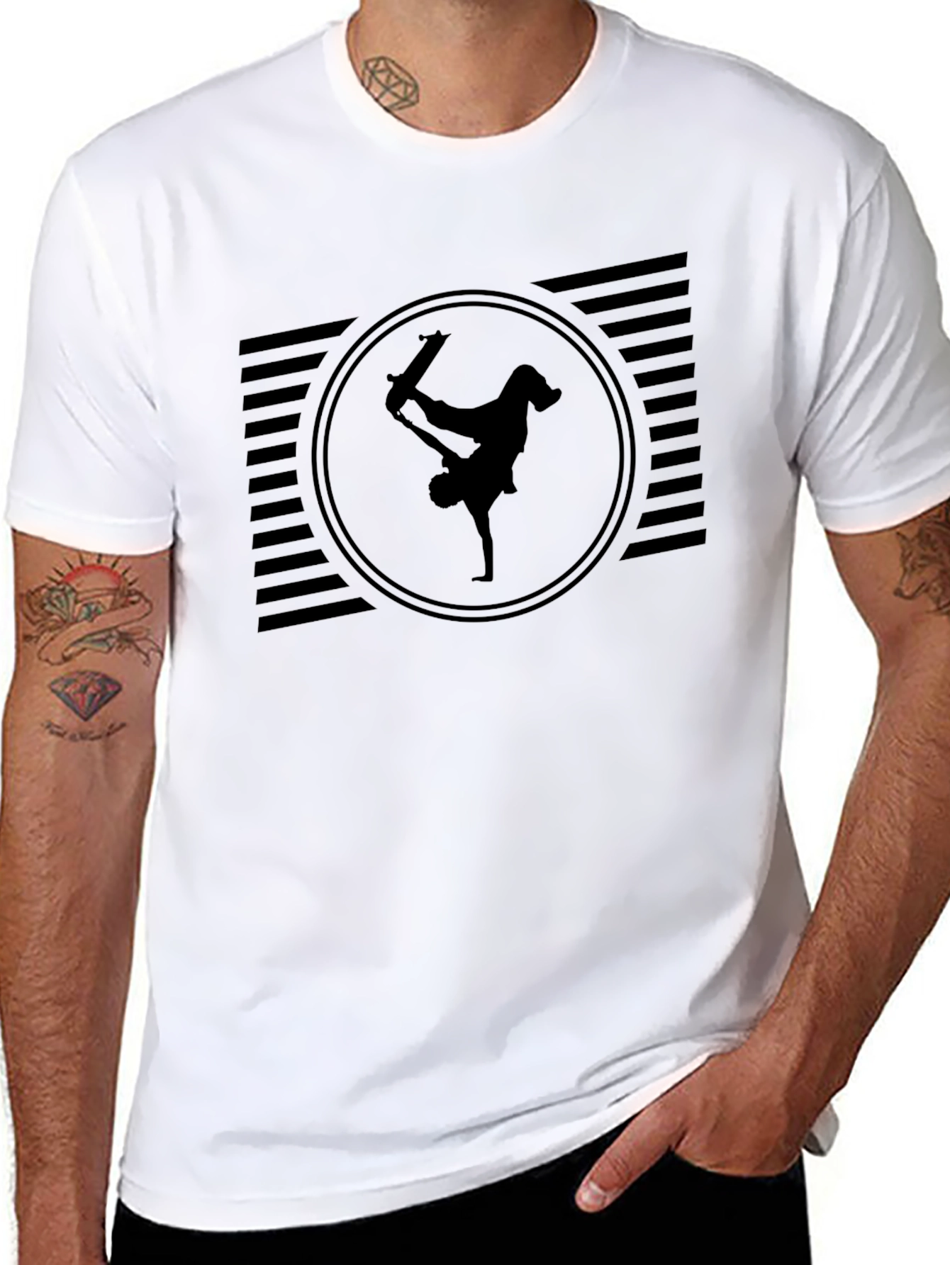 Cool Skateboarder Black Graphic Tee
