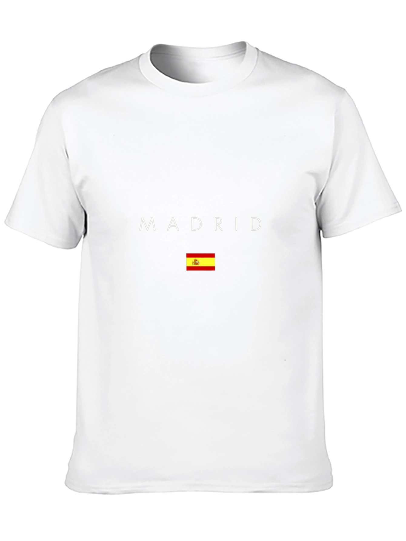 Madrid Spain Flag Graphic Tee - Black Cotton T-Shirt