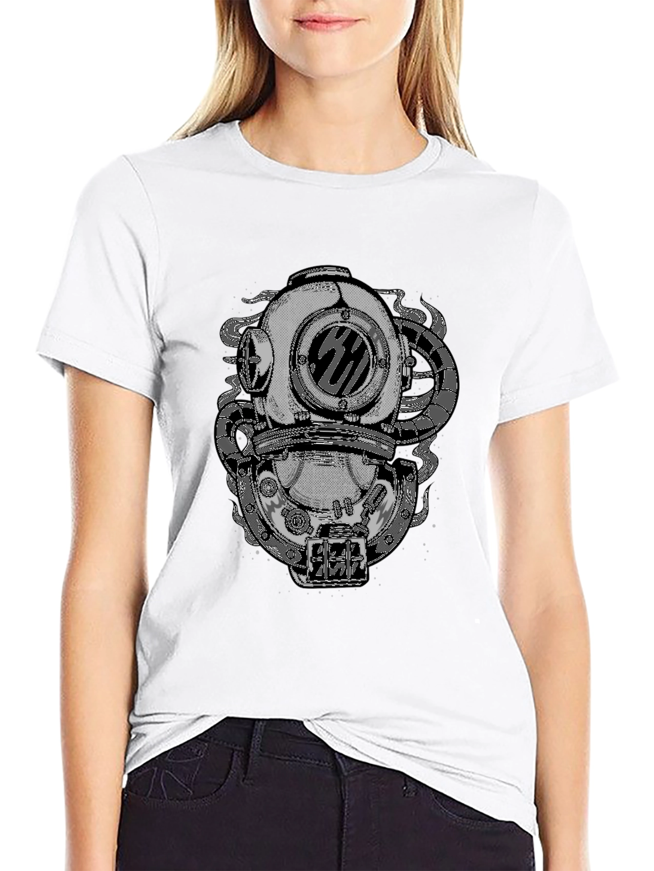Steampunk Diver Helmet Graphic Tee - Black