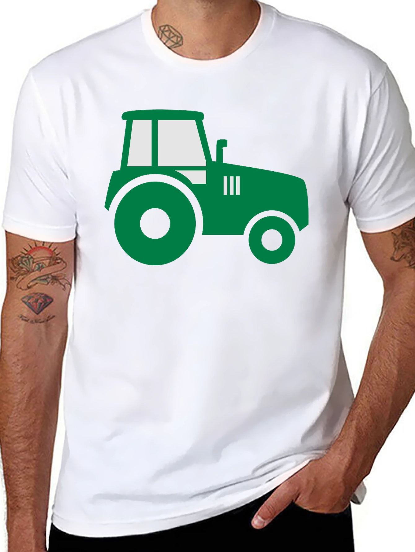 Tractor Graphic Tee - Black Cotton Farm Shirt