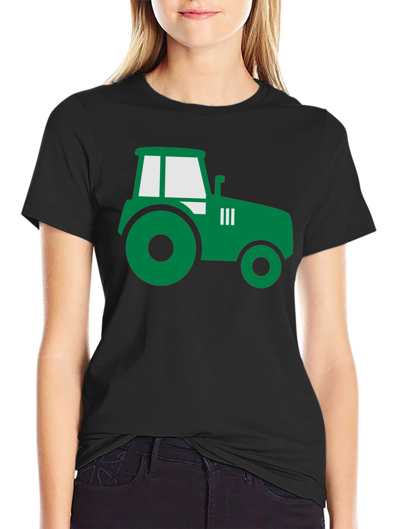Tractor Graphic Tee - Black Cotton Farm Shirt