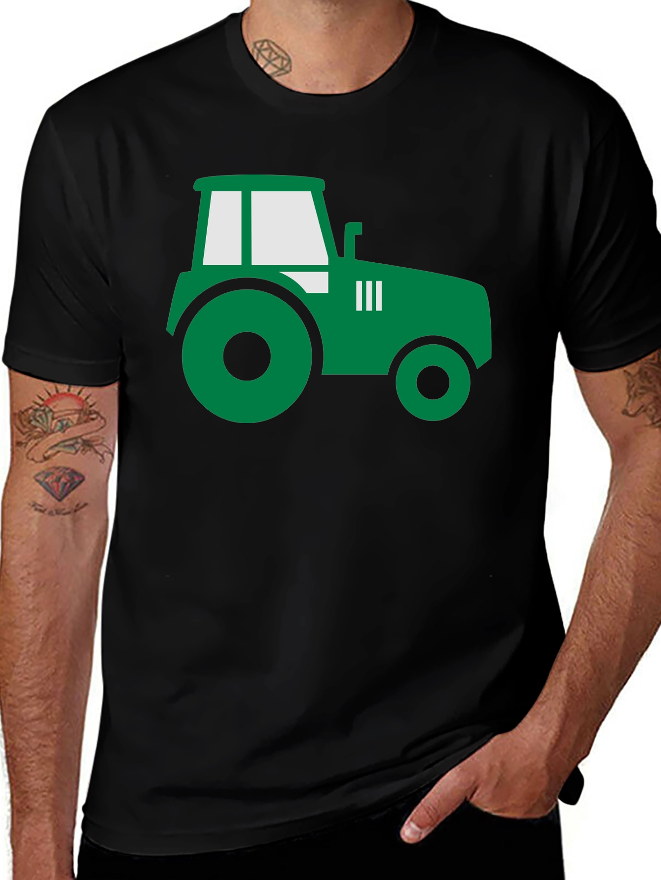 Tractor Graphic Tee - Black Cotton Farm Shirt