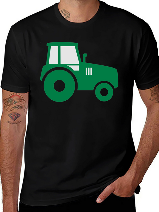 Tractor Graphic Tee - Black Cotton Farm Shirt