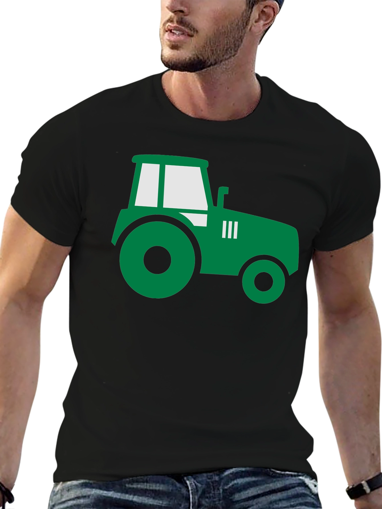 Tractor Graphic Tee - Black Cotton Farm Shirt