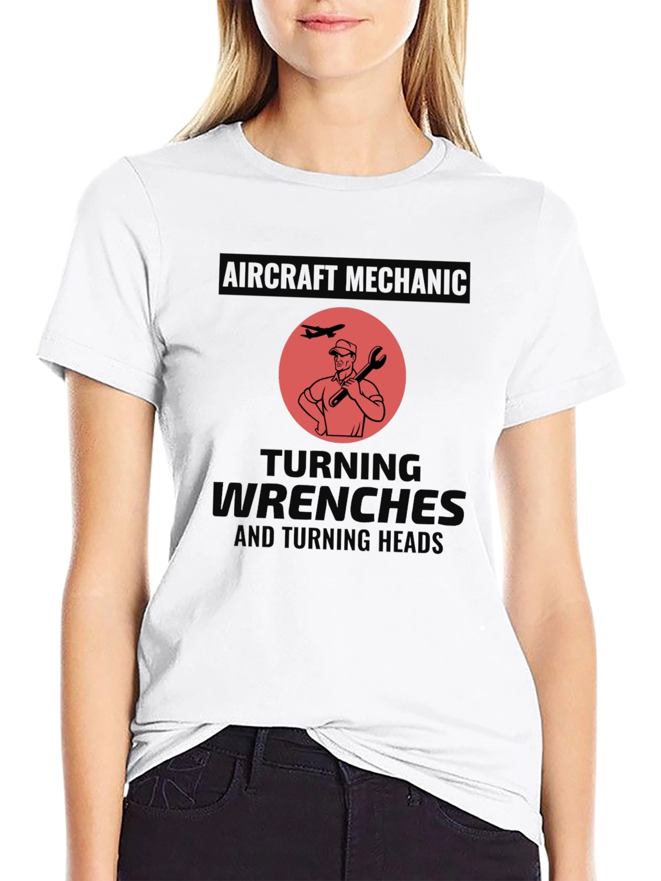 Aircraft Mechanic Turning Wrenches Graphic T-Shirt