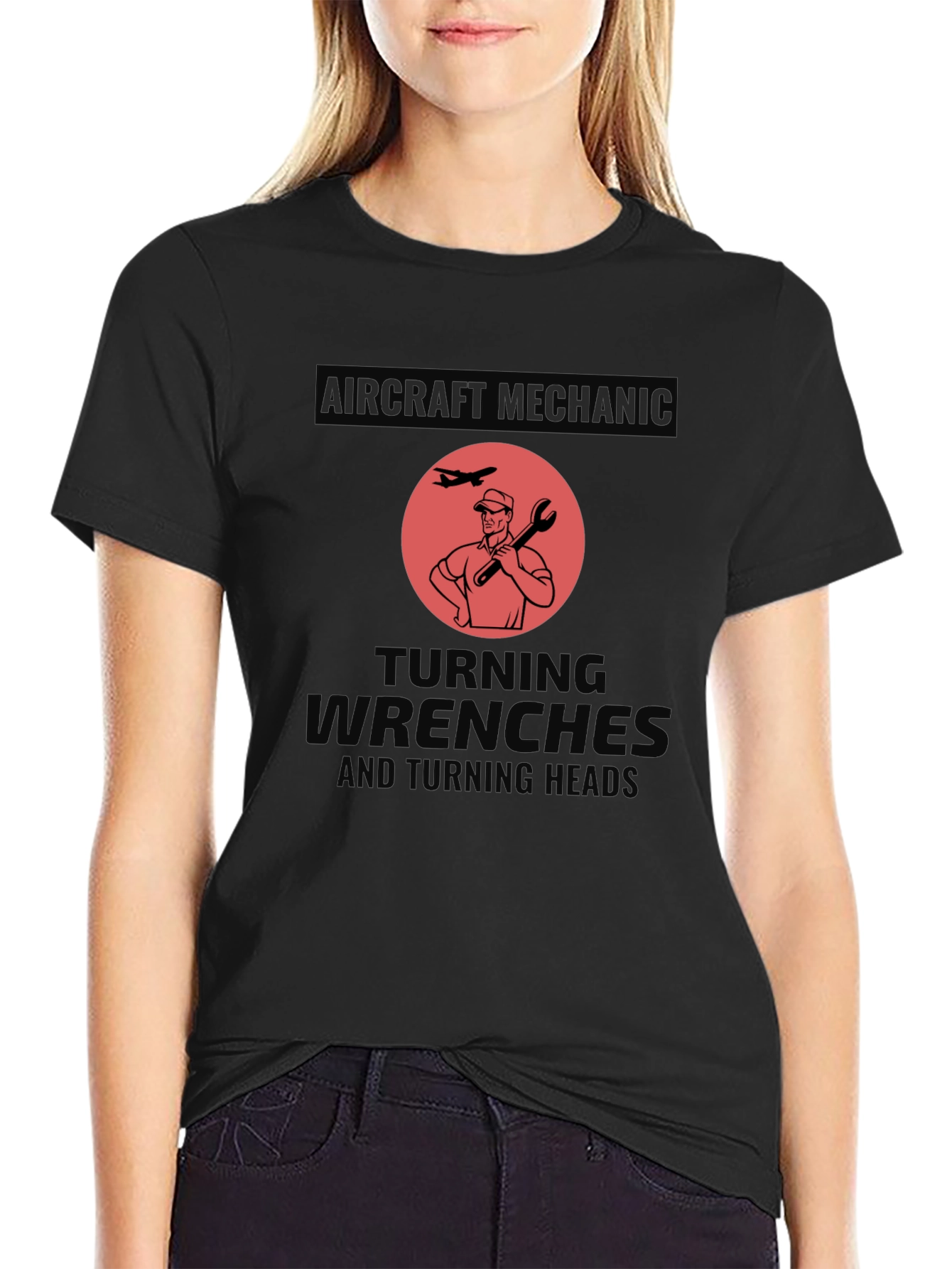 Aircraft Mechanic Turning Wrenches Graphic T-Shirt