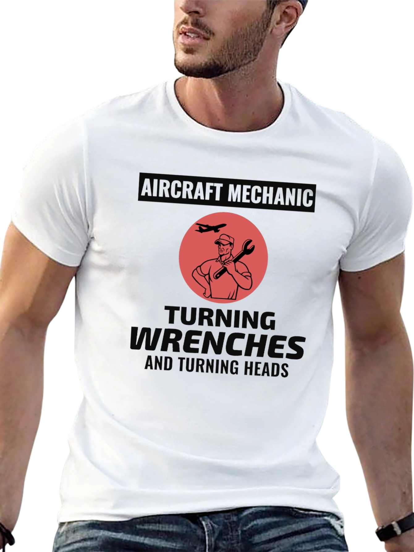 Aircraft Mechanic Turning Wrenches Graphic T-Shirt