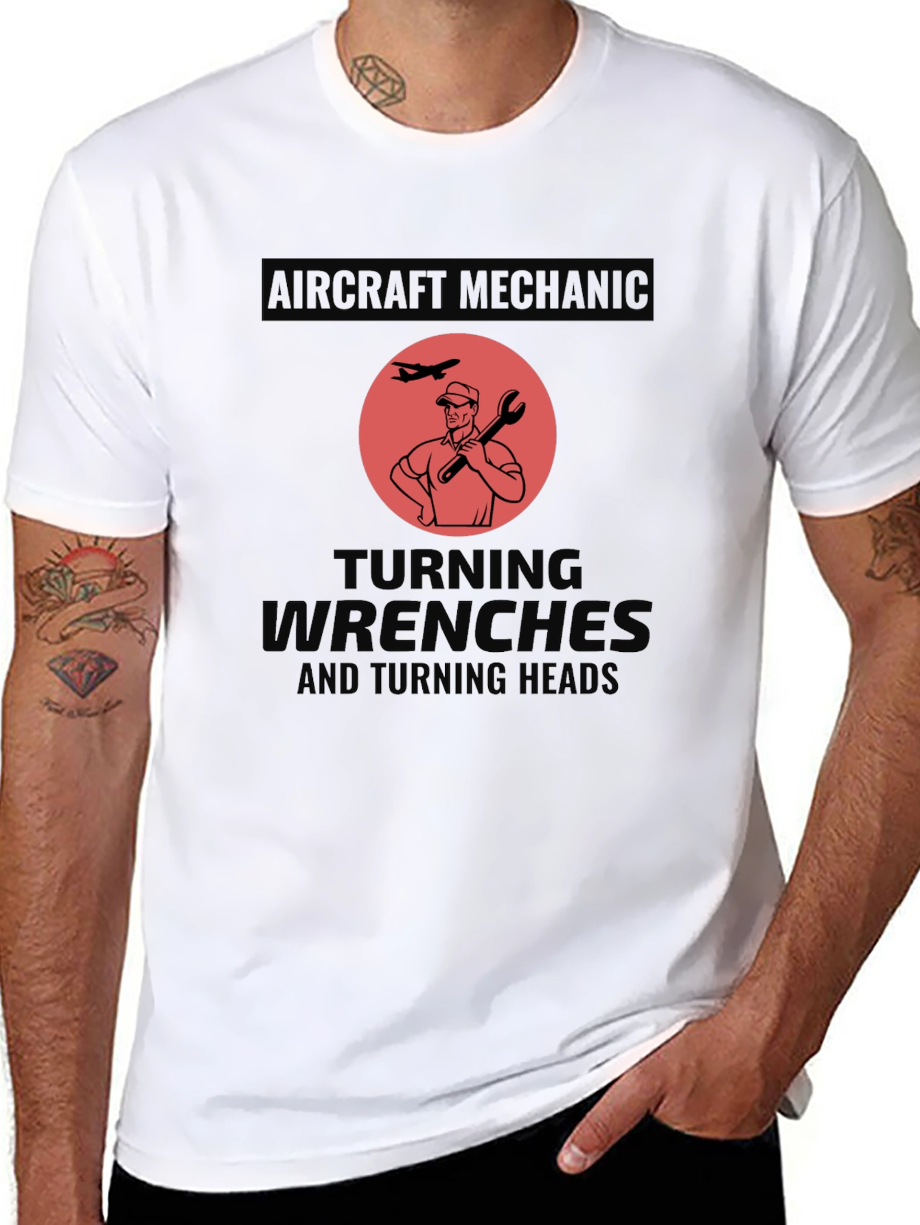 Aircraft Mechanic Turning Wrenches Graphic T-Shirt