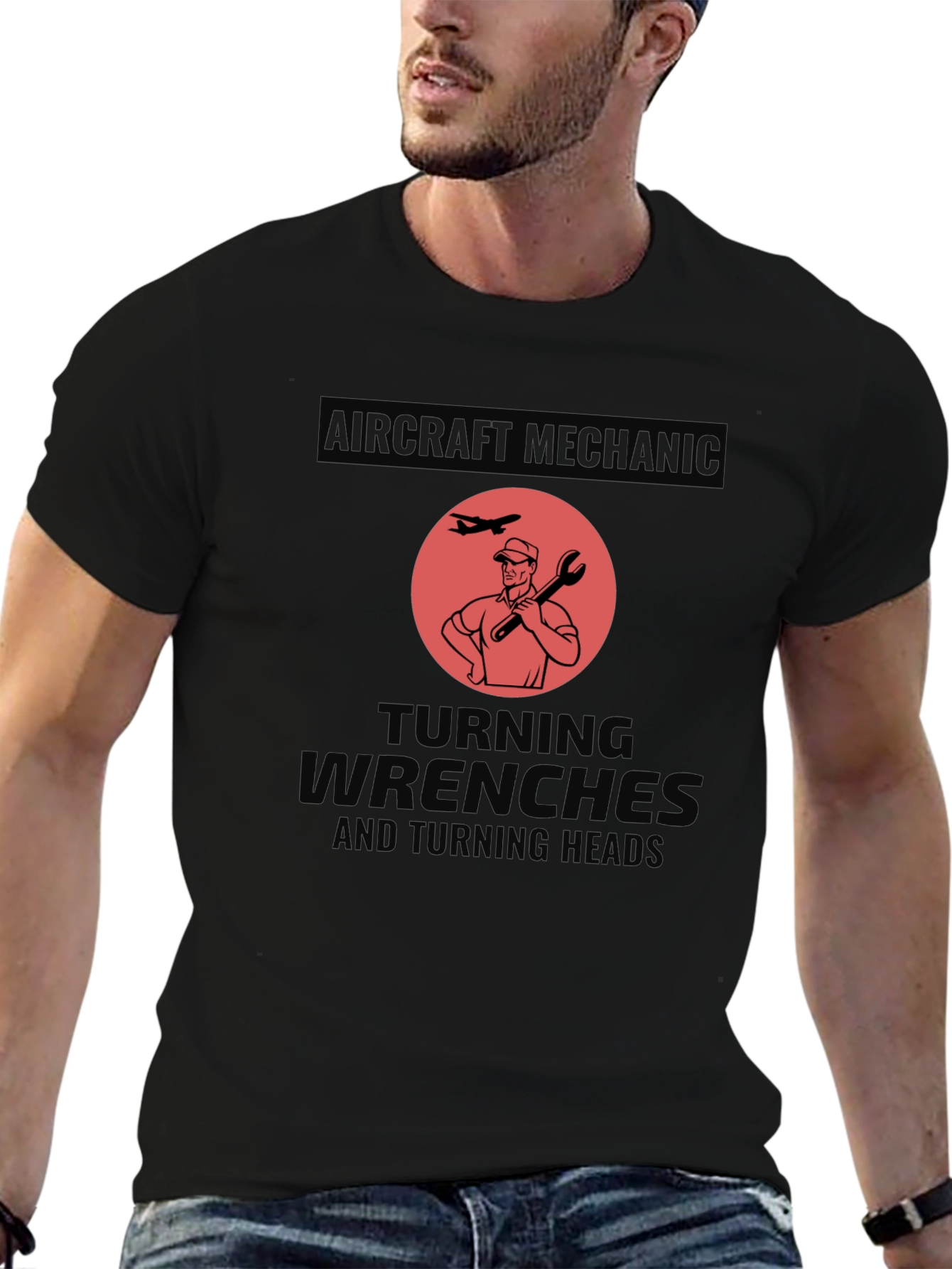Aircraft Mechanic Turning Wrenches Graphic T-Shirt