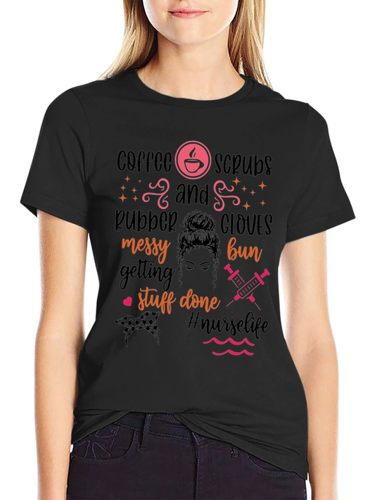 Nurse Life Coffee Scrubs Graphic T-Shirt
