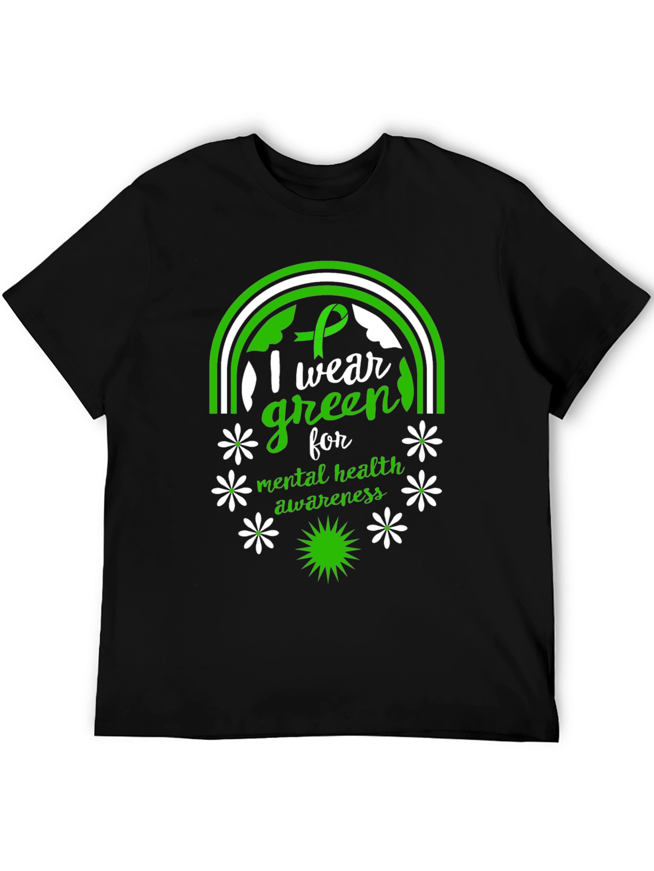 Mental Health Awareness Green Ribbon Graphic Tee