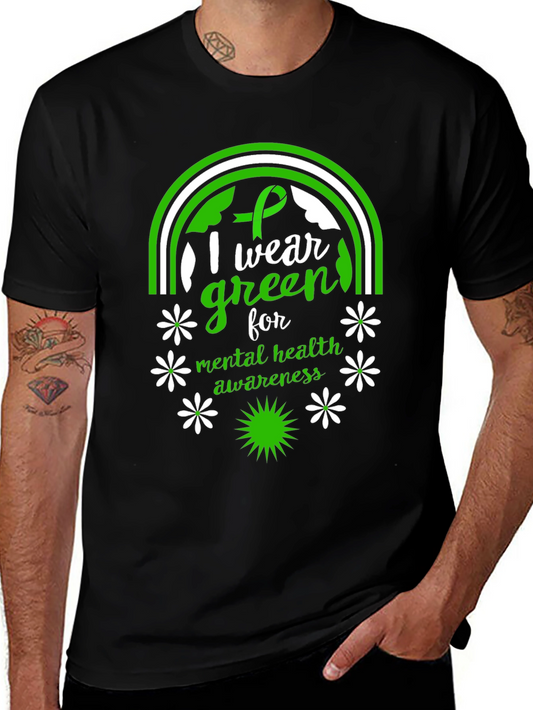 Mental Health Awareness Green Ribbon Graphic Tee