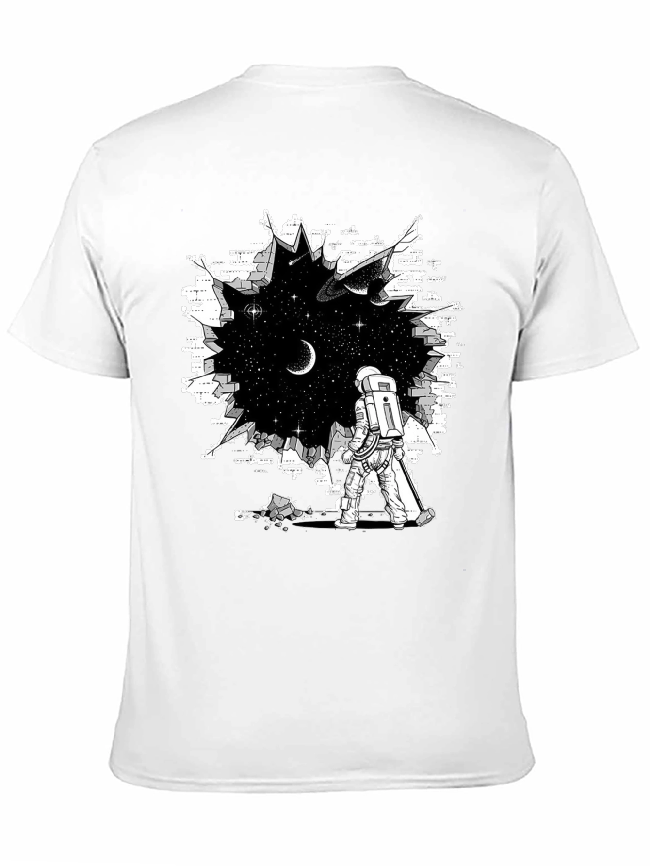 Astronaut Through Brick Wall T-Shirt