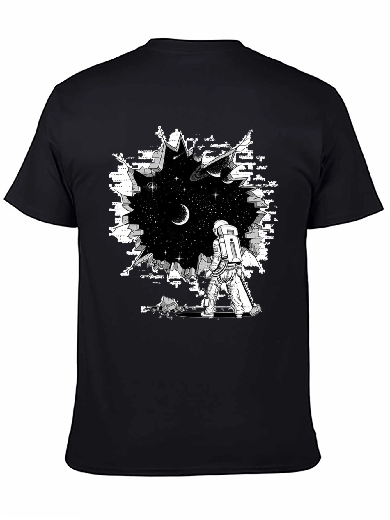 Astronaut Through Brick Wall T-Shirt