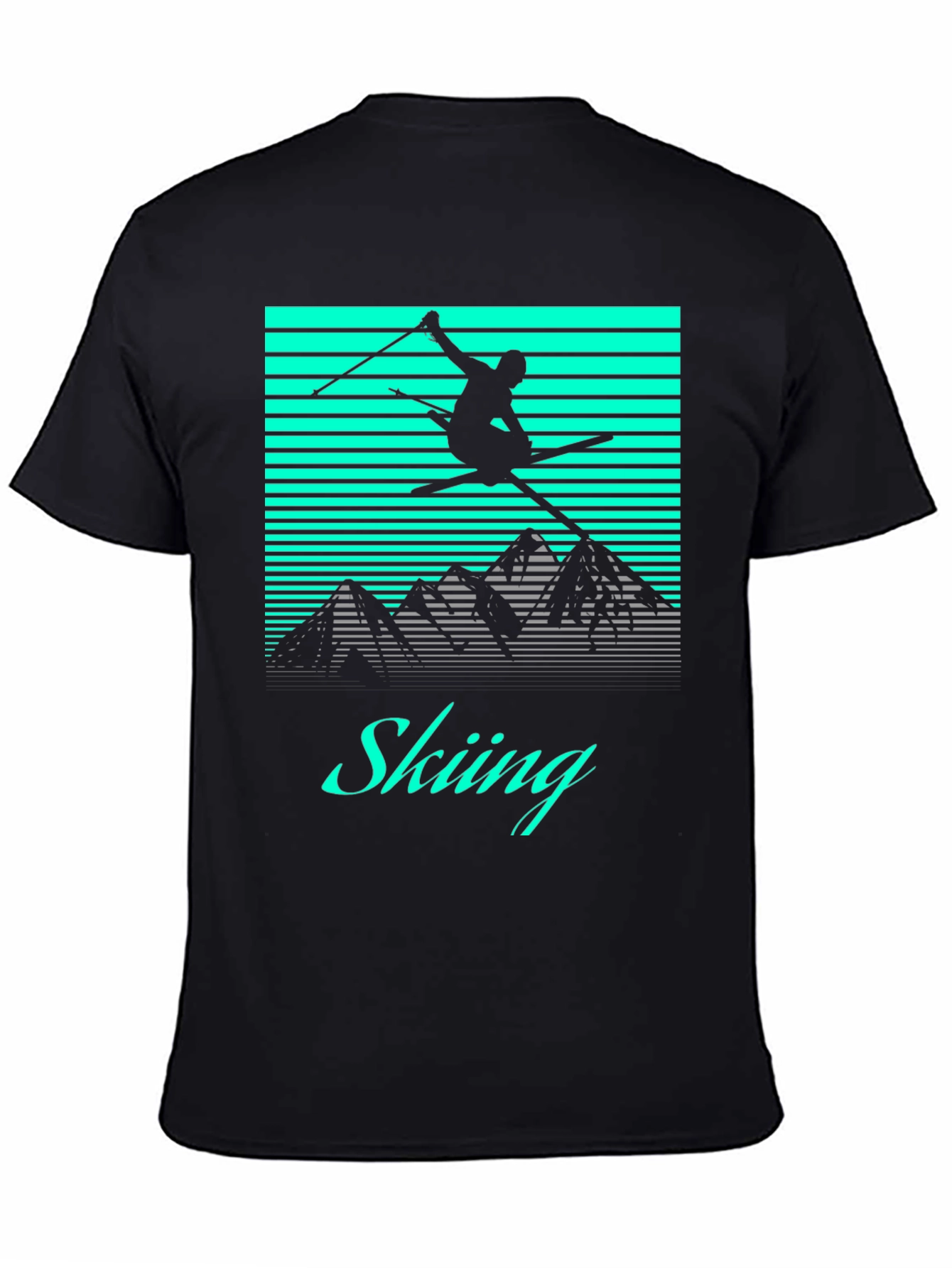Retro Skiing T-Shirt - Black Graphic Tee