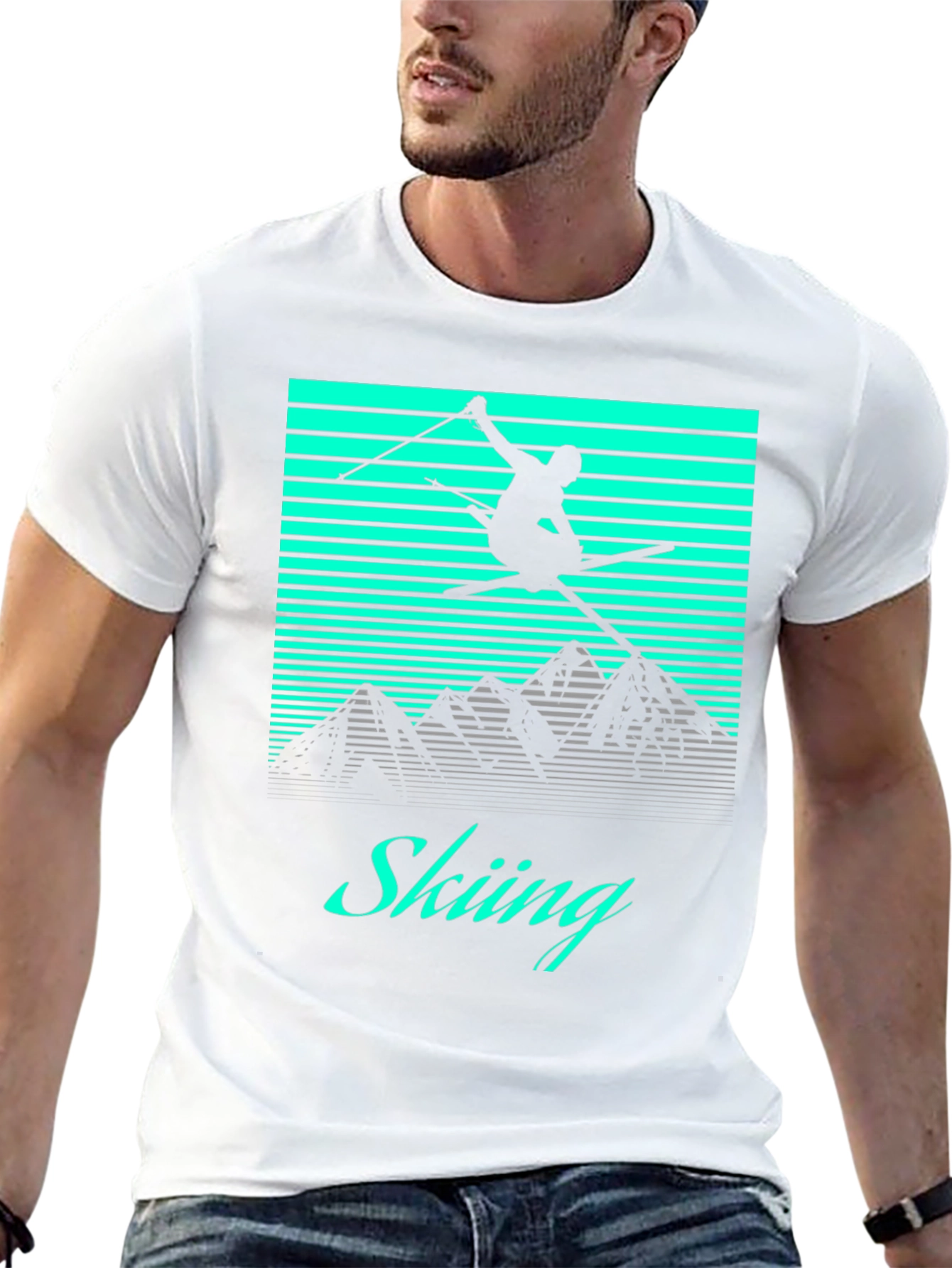 Retro Skiing T-Shirt - Black Graphic Tee