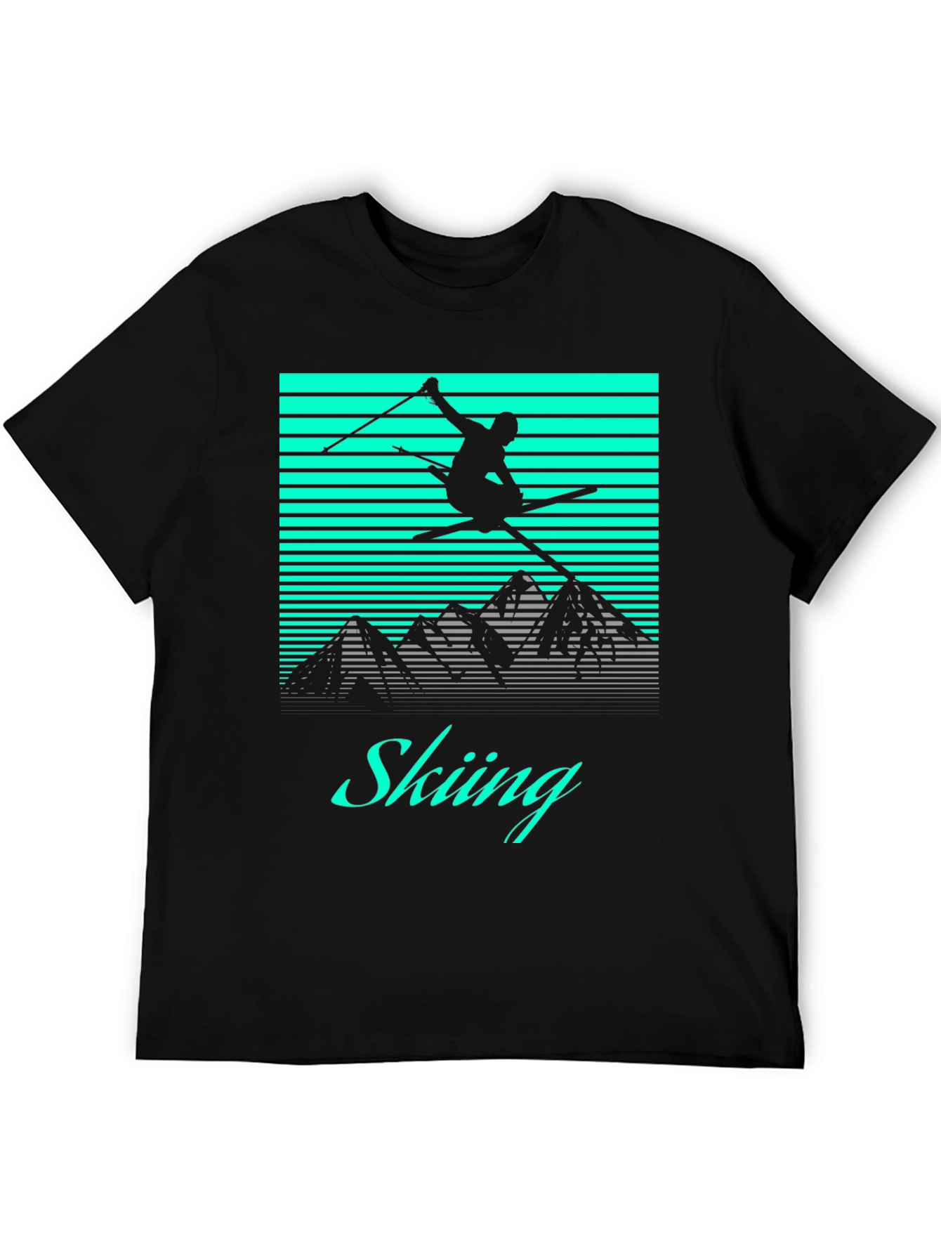 Retro Skiing T-Shirt - Black Graphic Tee