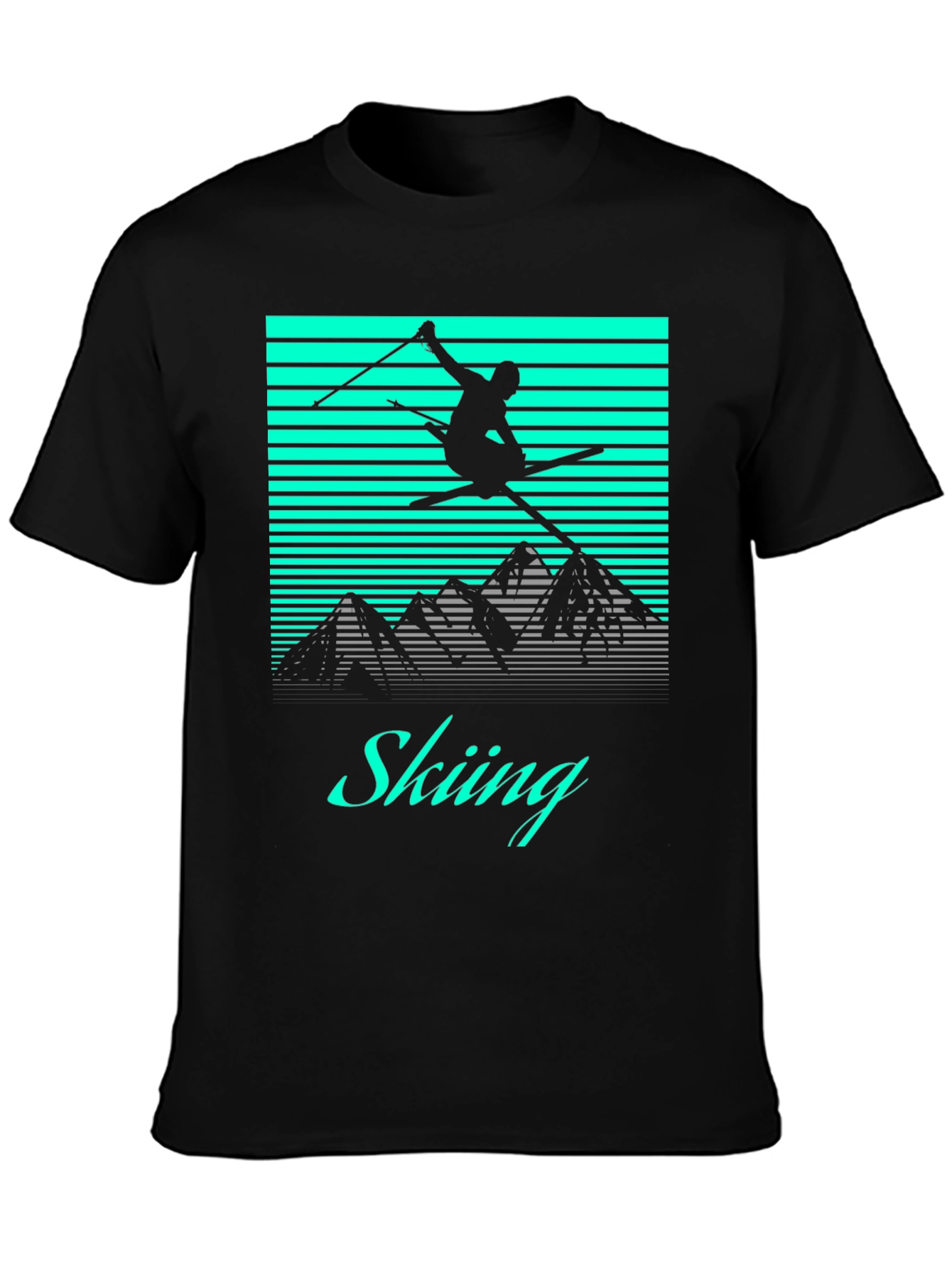 Retro Skiing T-Shirt - Black Graphic Tee