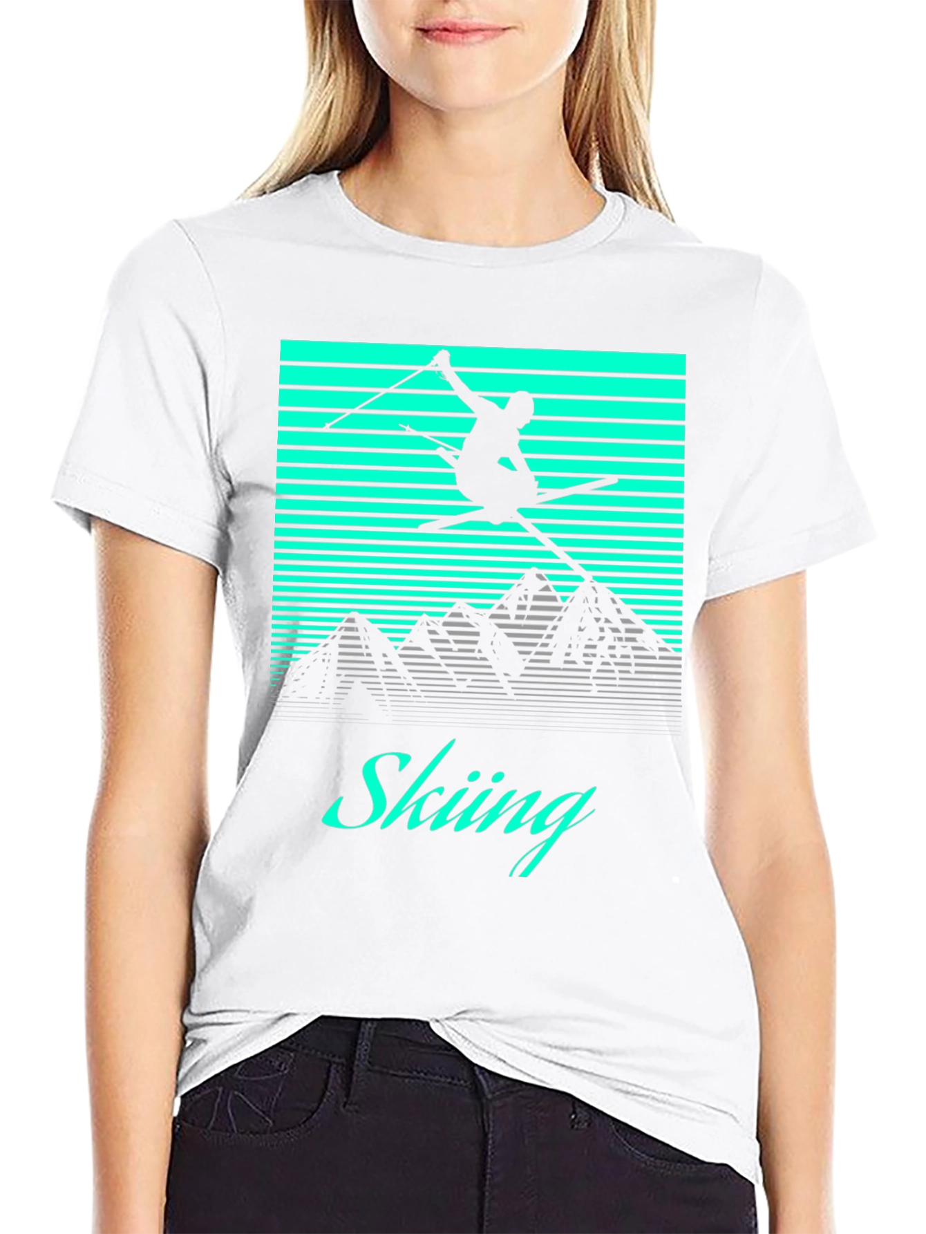 Retro Skiing T-Shirt - Black Graphic Tee