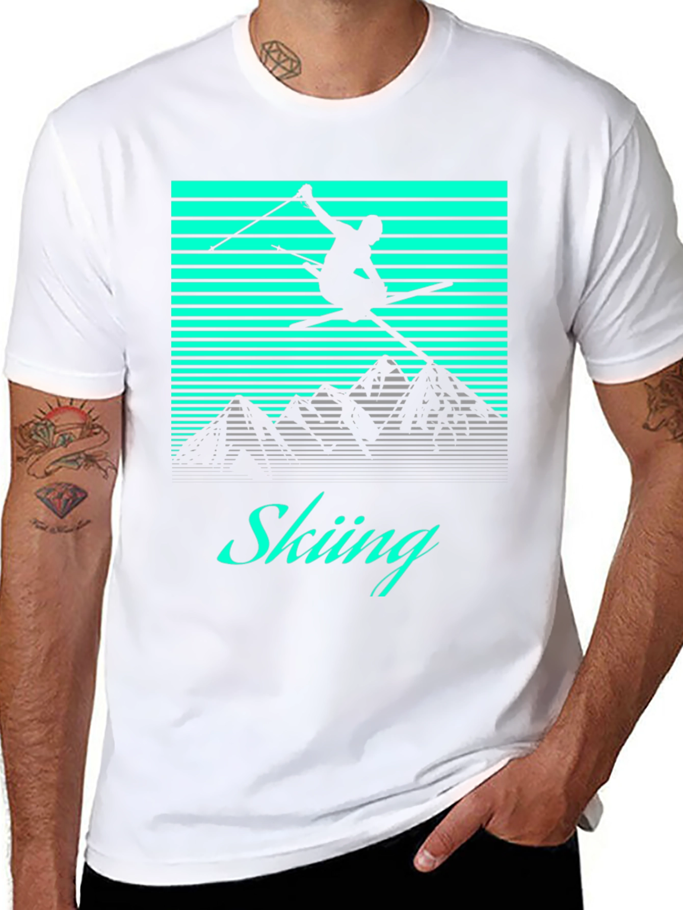 Retro Skiing T-Shirt - Black Graphic Tee