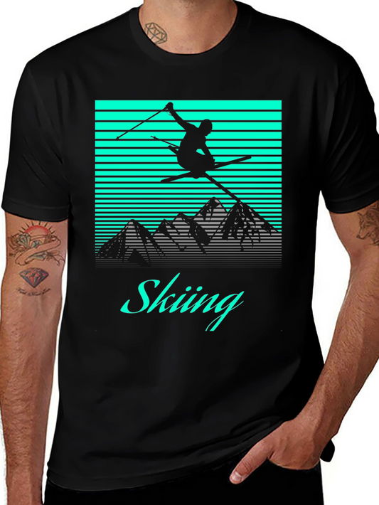 Retro Skiing T-Shirt - Black Graphic Tee