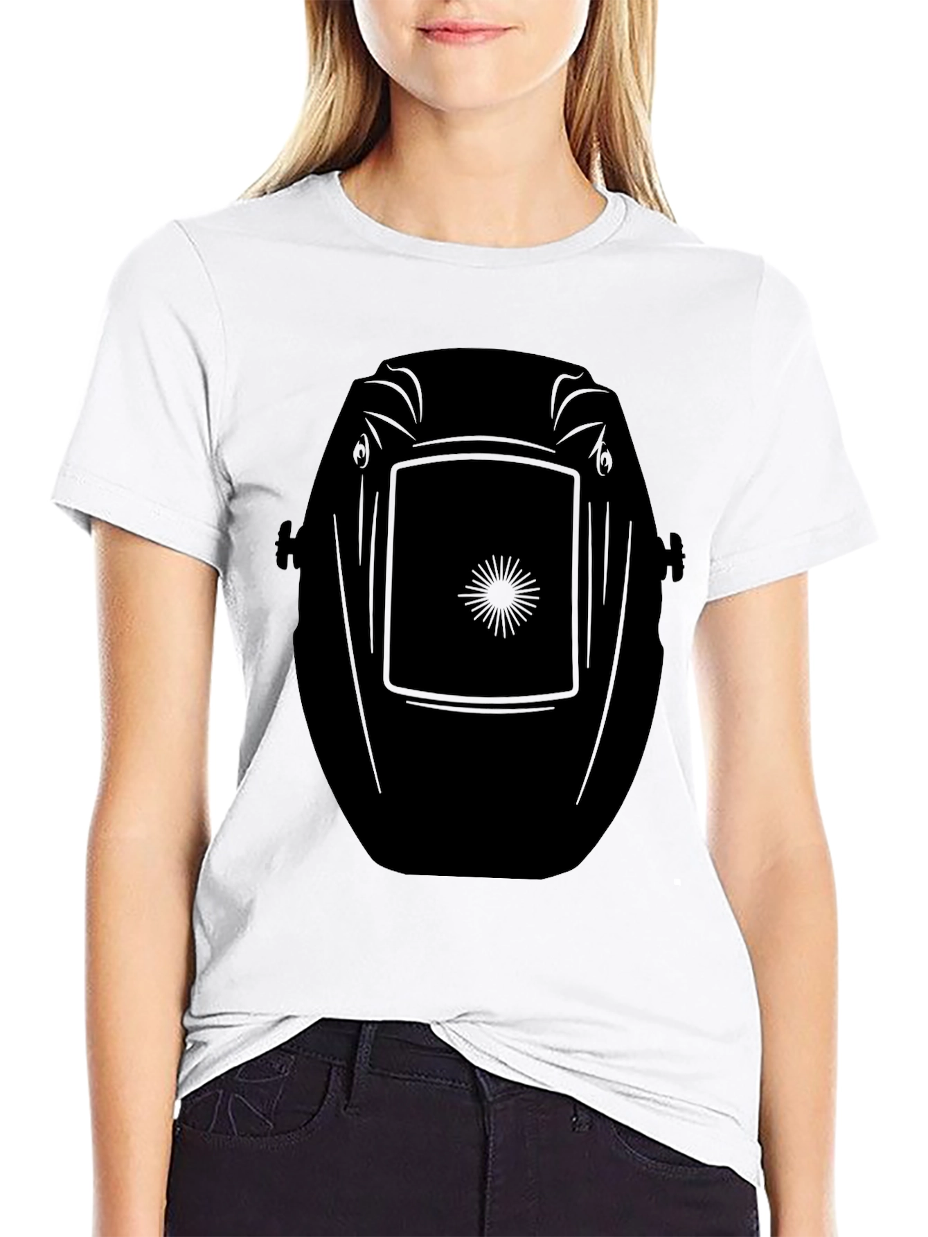 Welding Mask Graphic T-Shirt - Black Crew Neck Tee