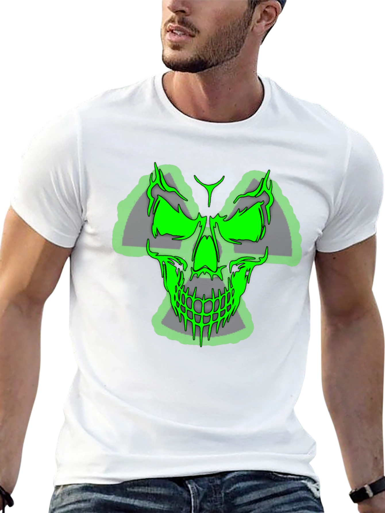 Green Skull Graphic Tee - Mens Black T-Shirt