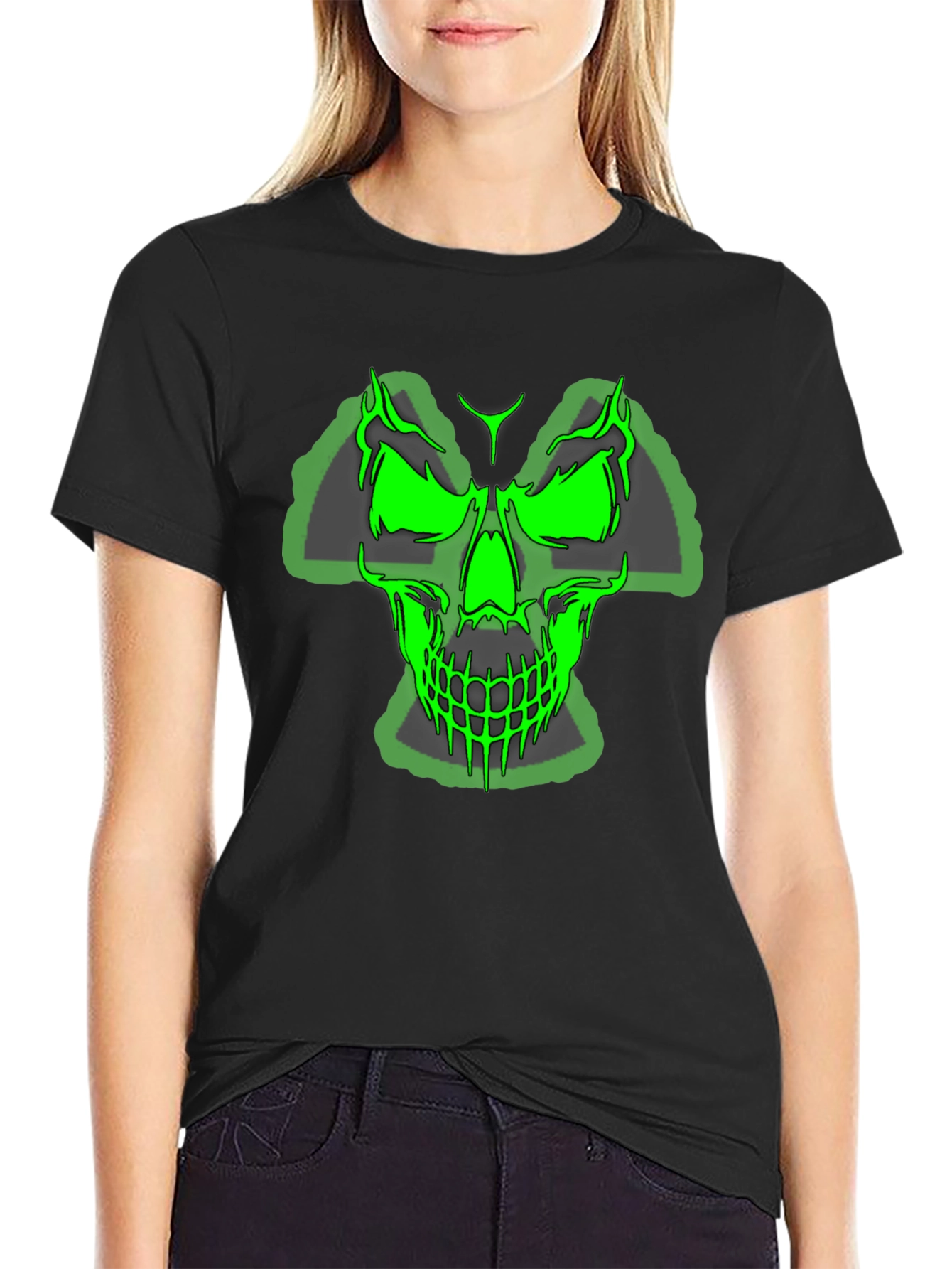 Green Skull Graphic Tee - Mens Black T-Shirt