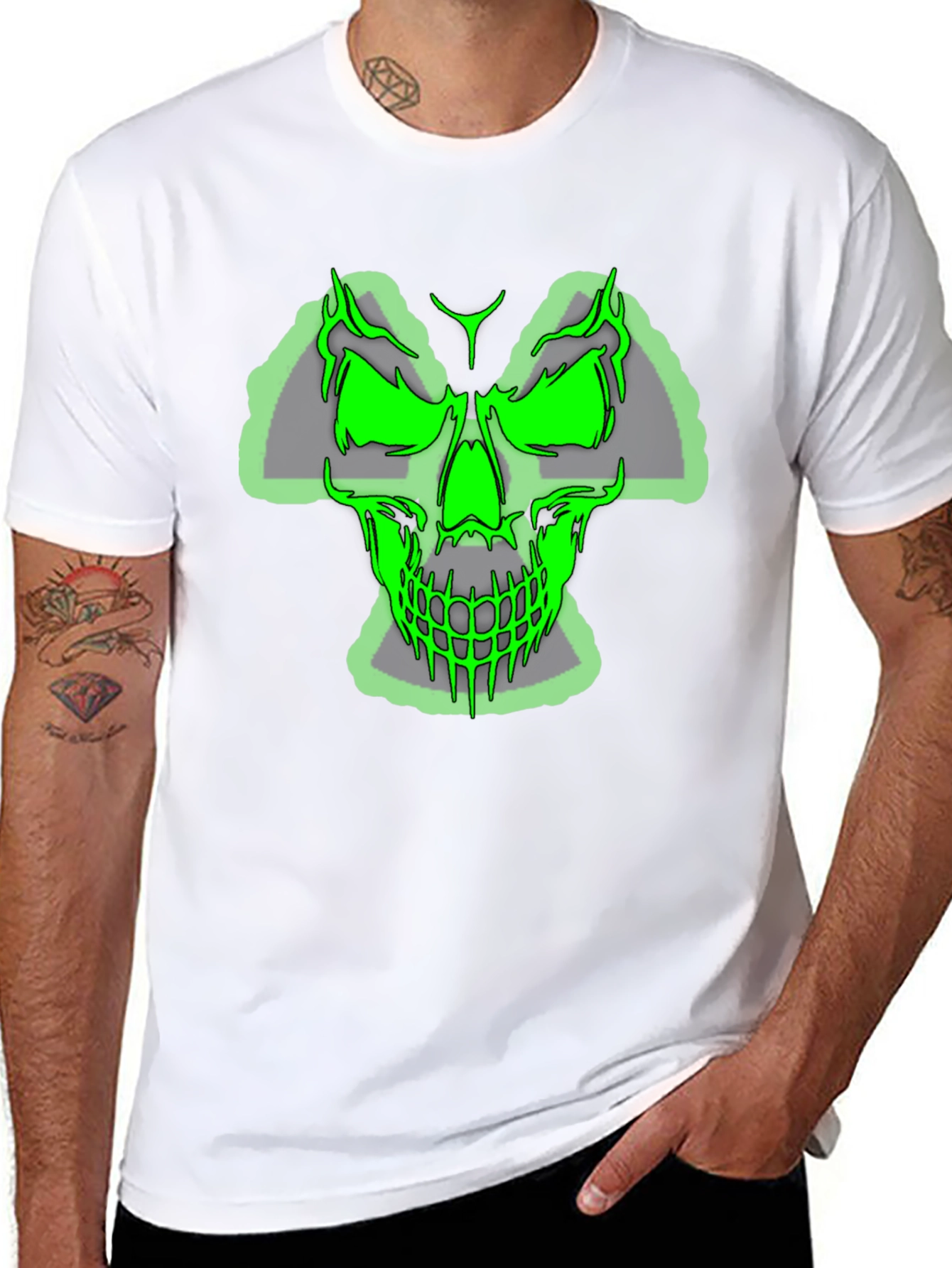 Green Skull Graphic Tee - Mens Black T-Shirt