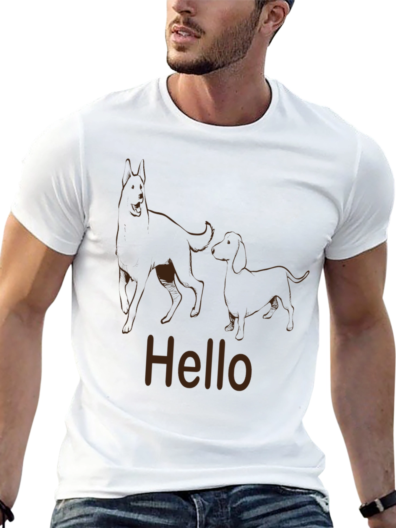 Dog Duo Hello Graphic Tee - Stylish Casual Wear