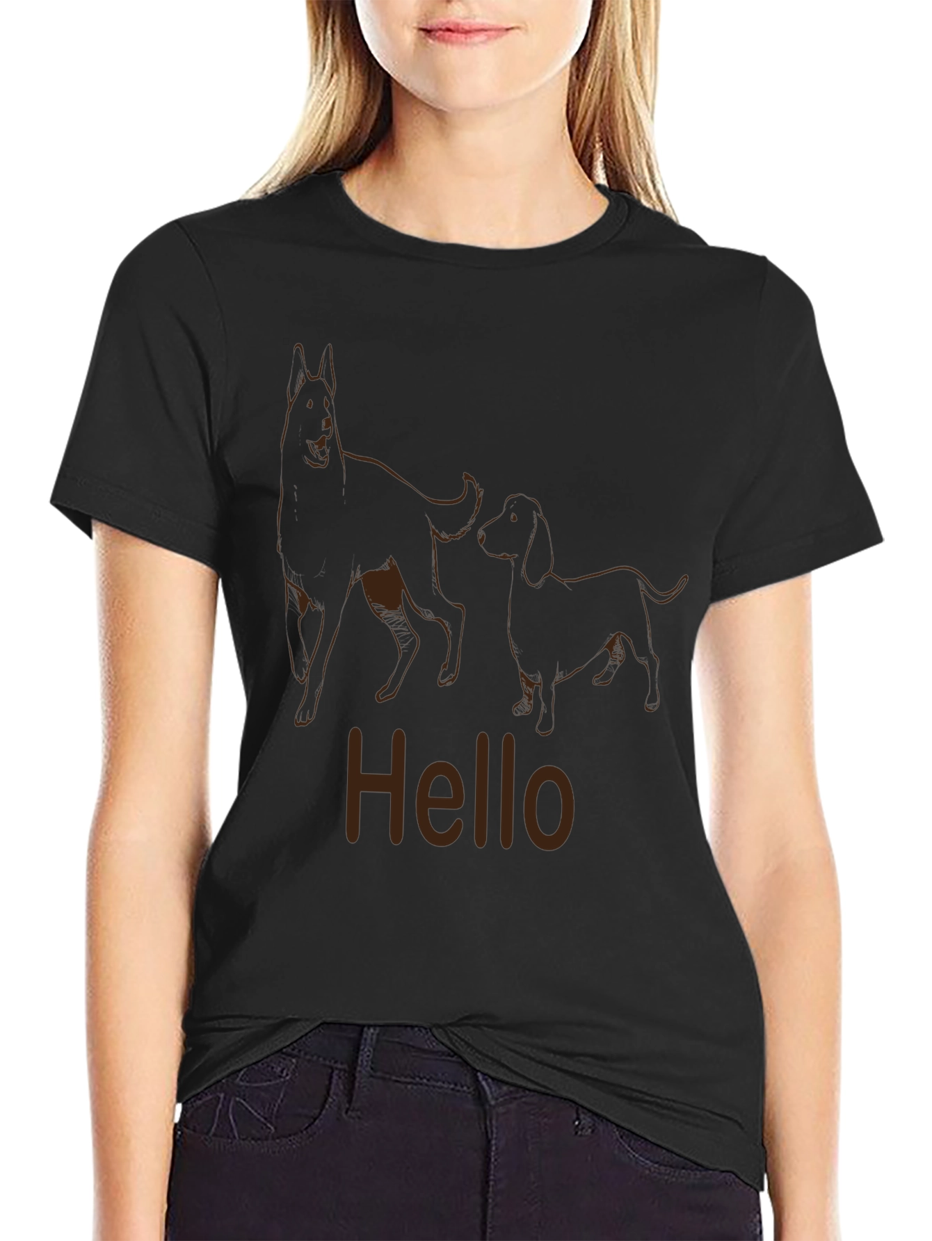 Dog Duo Hello Graphic Tee - Stylish Casual Wear