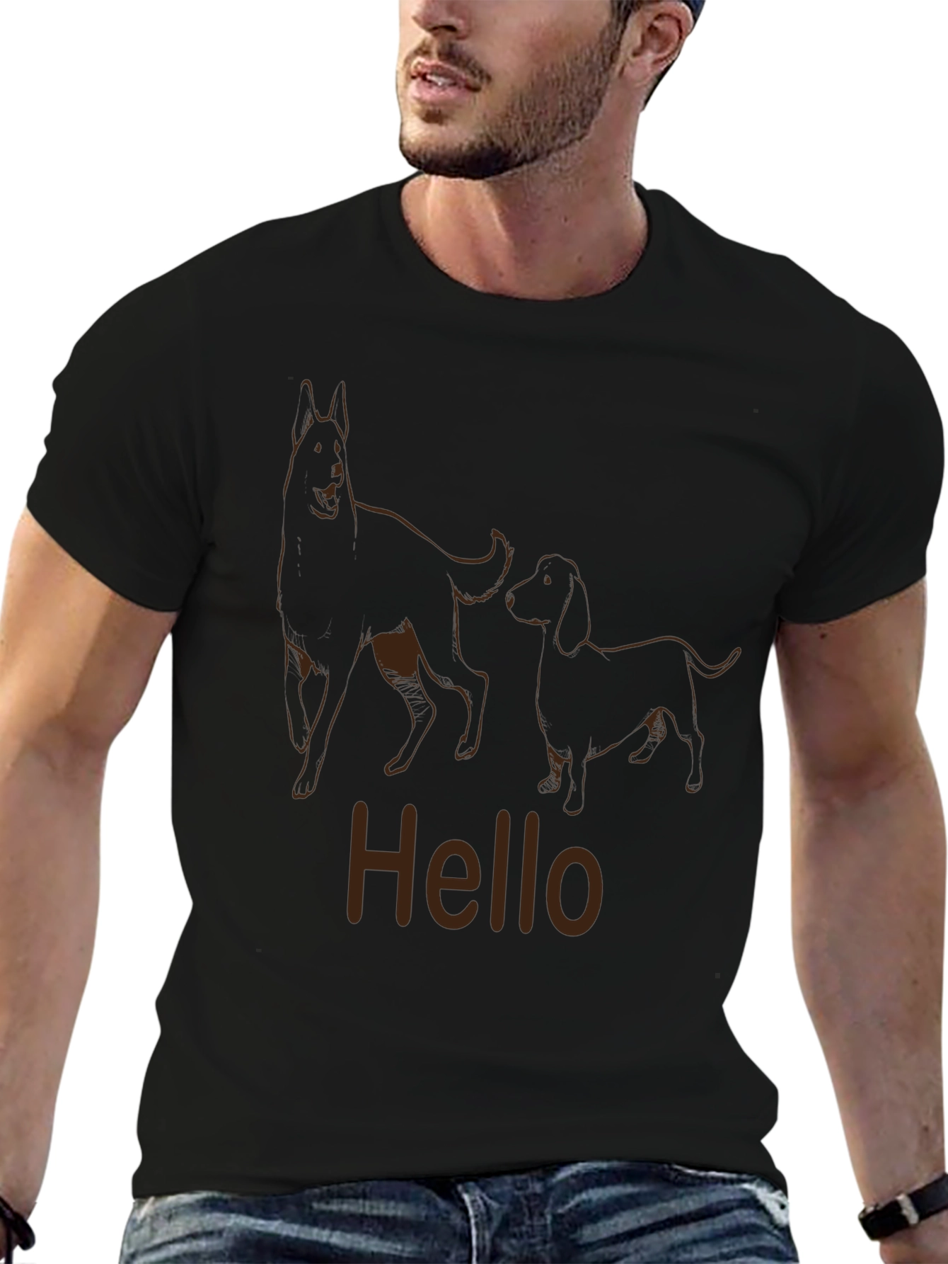 Dog Duo Hello Graphic Tee - Stylish Casual Wear