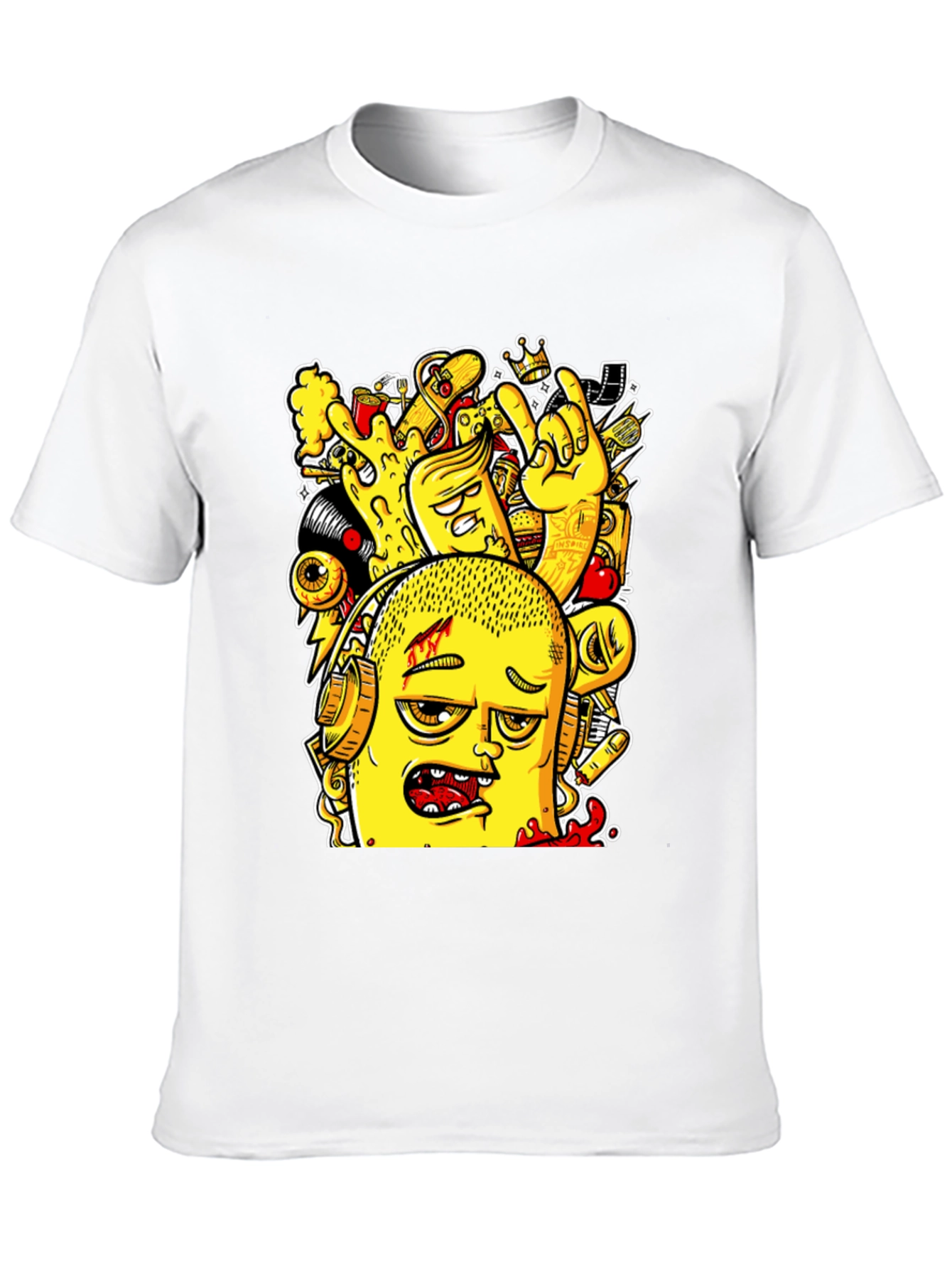 Edgy Cartoon Graphic Black T-Shirt