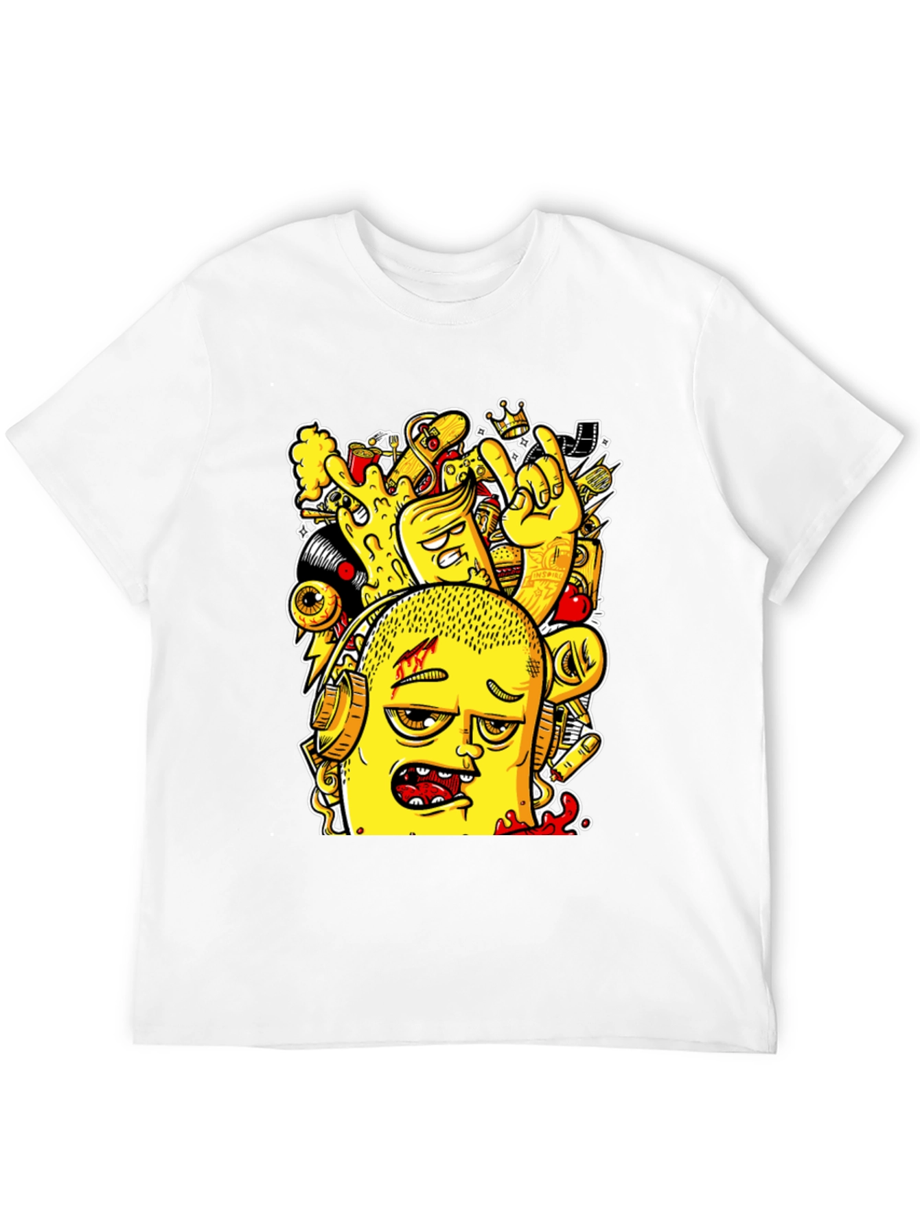 Edgy Cartoon Graphic Black T-Shirt
