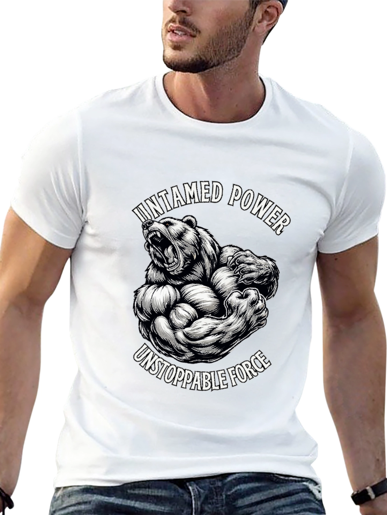 Untamed Power T-Shirt - Grizzly Bear Graphic