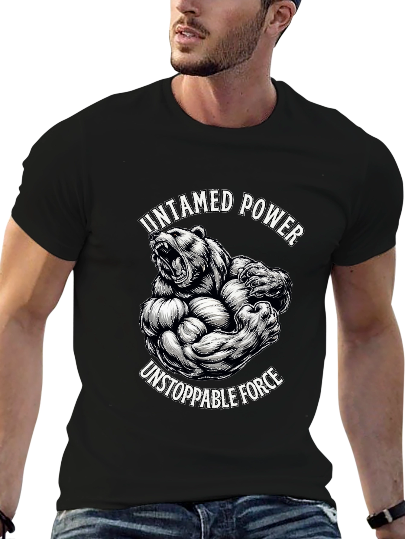 Untamed Power T-Shirt - Grizzly Bear Graphic