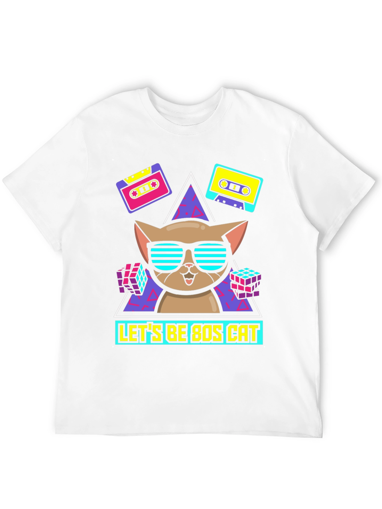 Lets Be 80s Cat Graphic T-Shirt