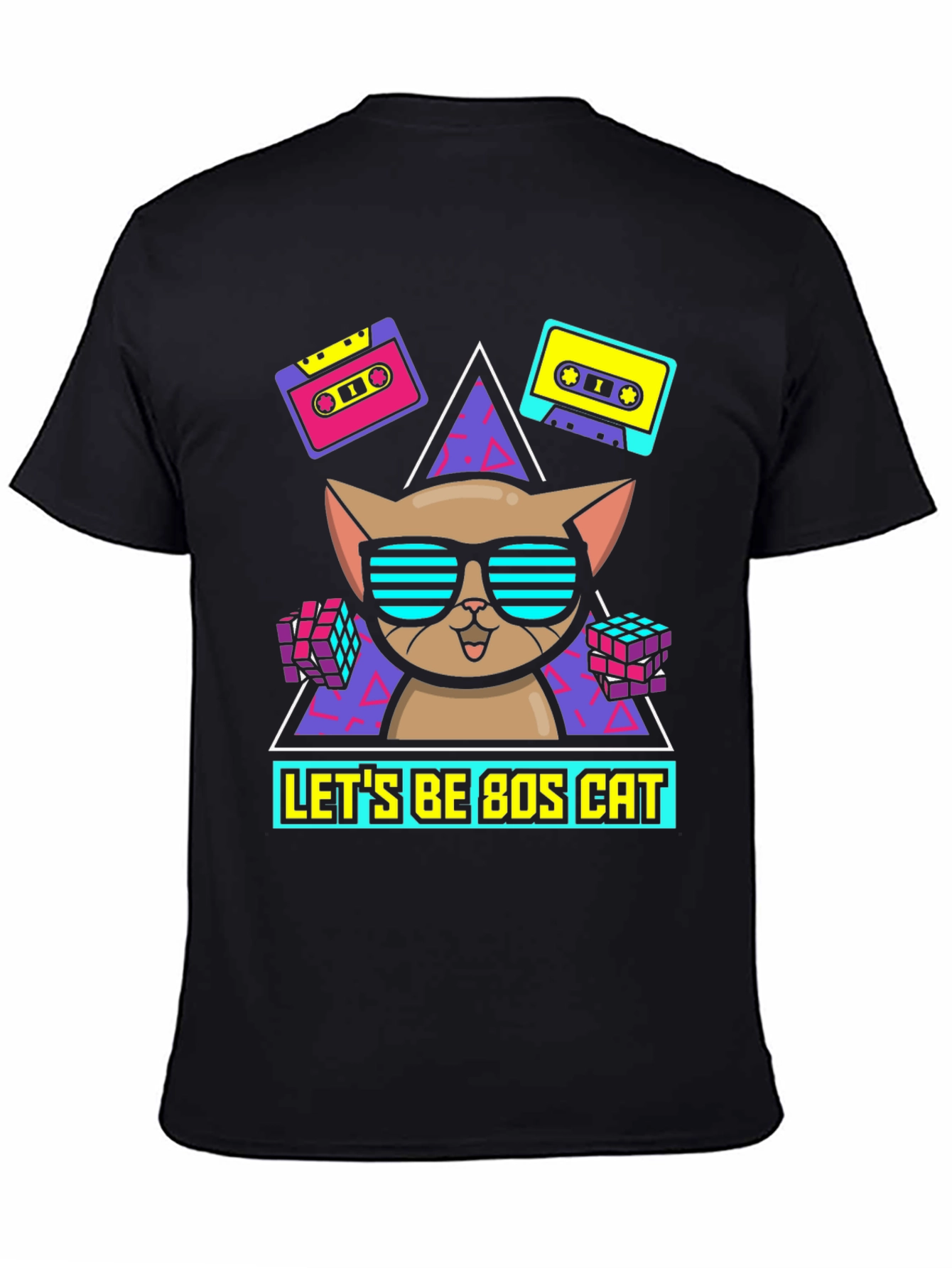 Lets Be 80s Cat Graphic T-Shirt