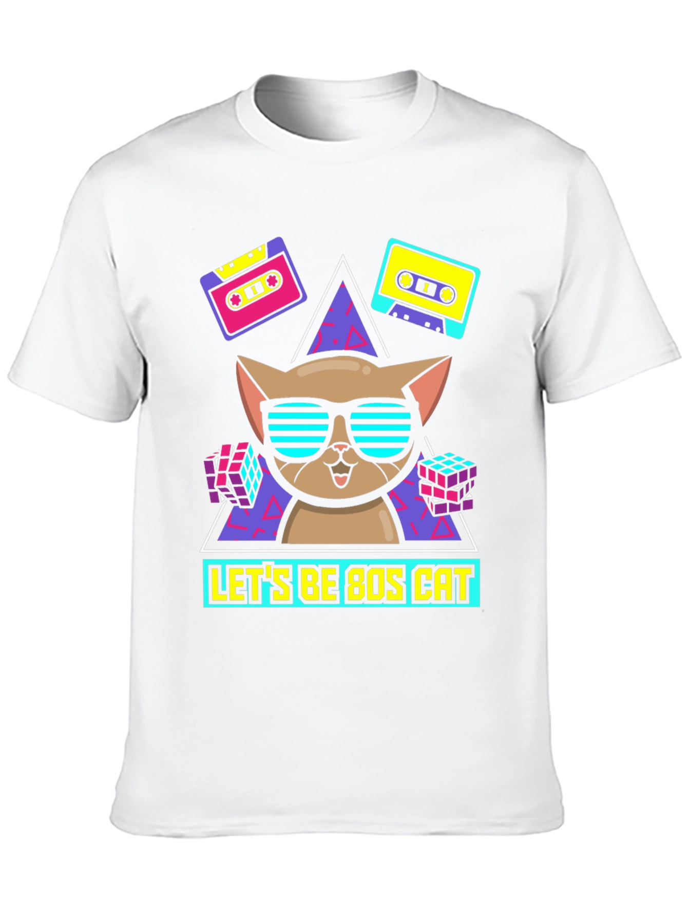 Lets Be 80s Cat Graphic T-Shirt