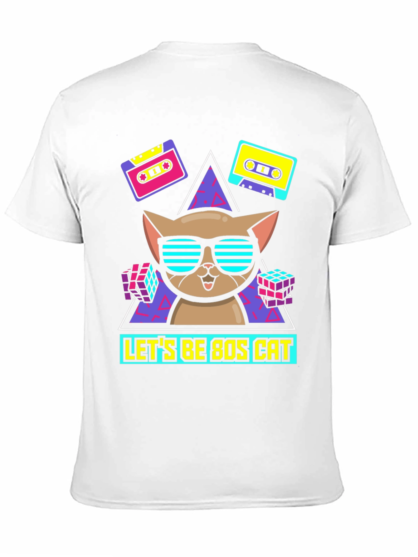 Lets Be 80s Cat Graphic T-Shirt