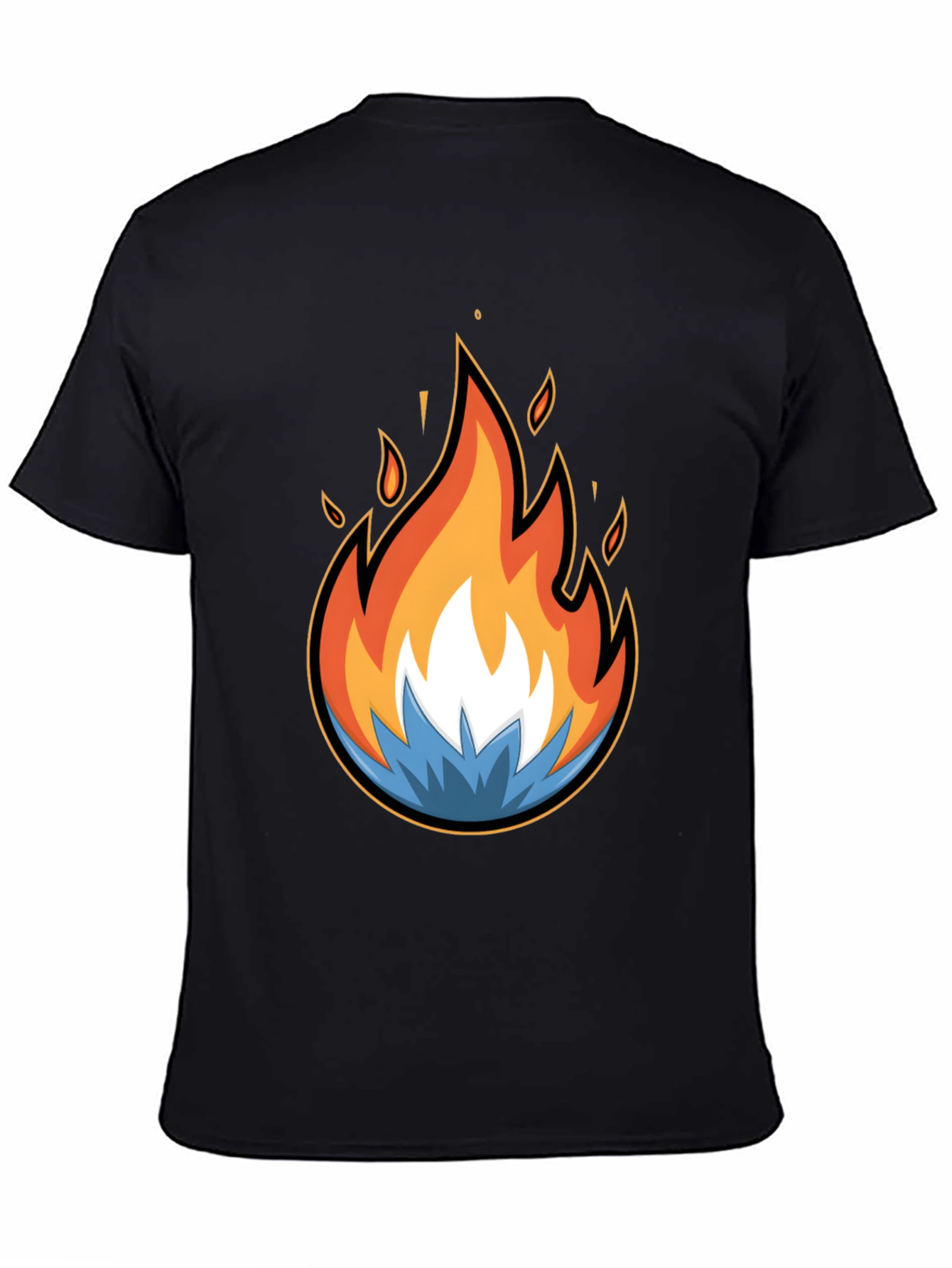 Fire and Ice Graphic Black T-Shirt - Bold Design