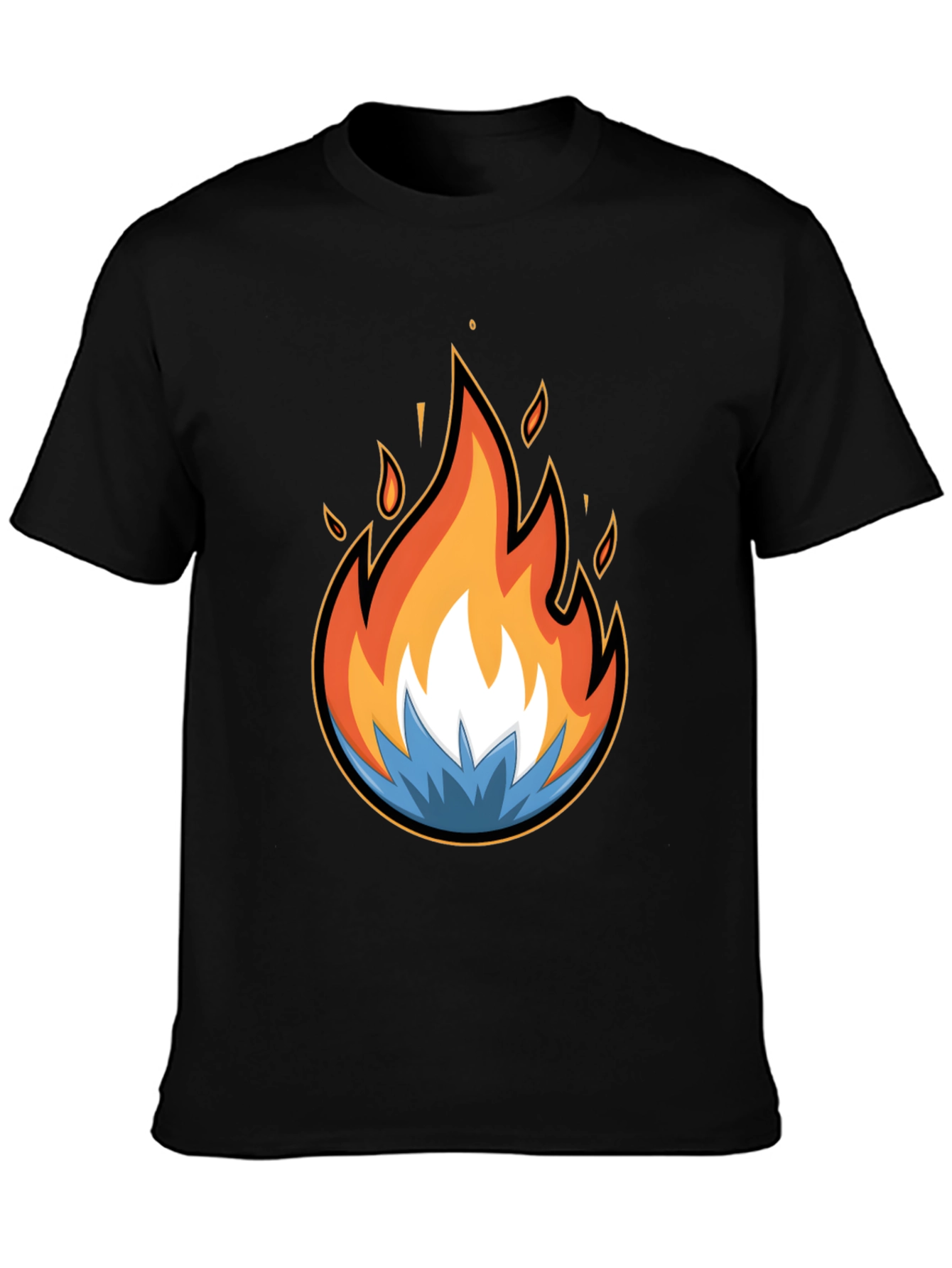 Fire and Ice Graphic Black T-Shirt - Bold Design