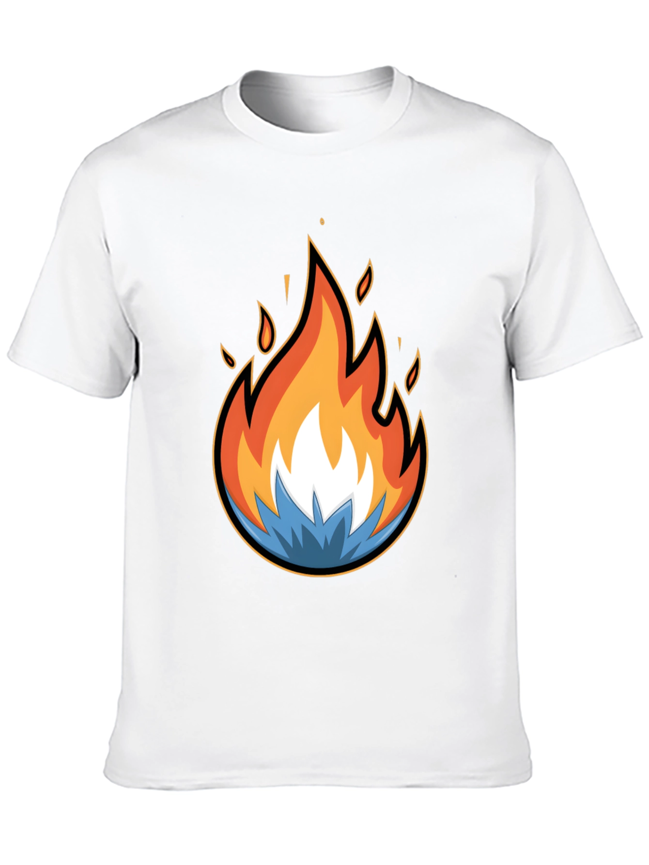 Fire and Ice Graphic Black T-Shirt - Bold Design