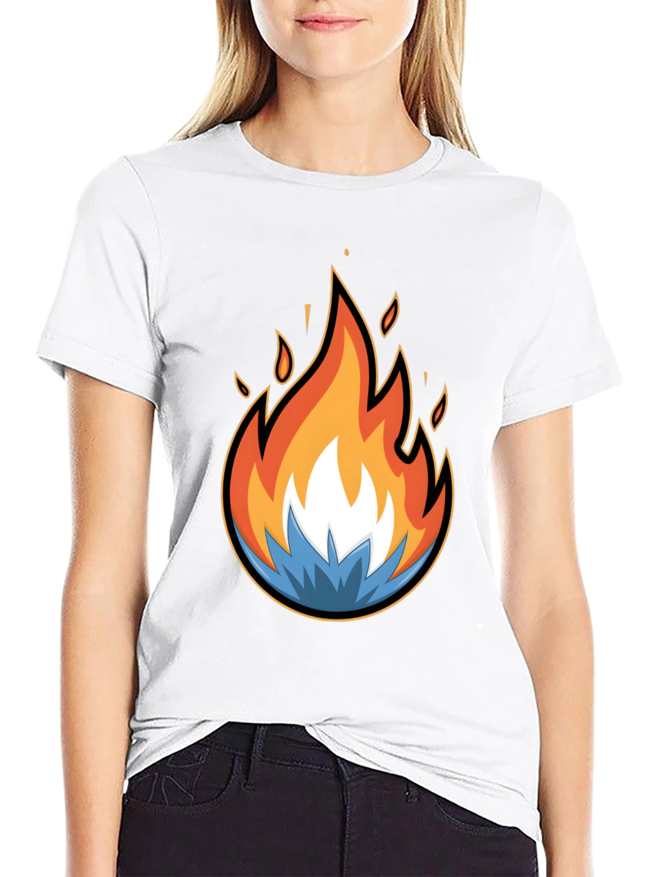 Fire and Ice Graphic Black T-Shirt - Bold Design