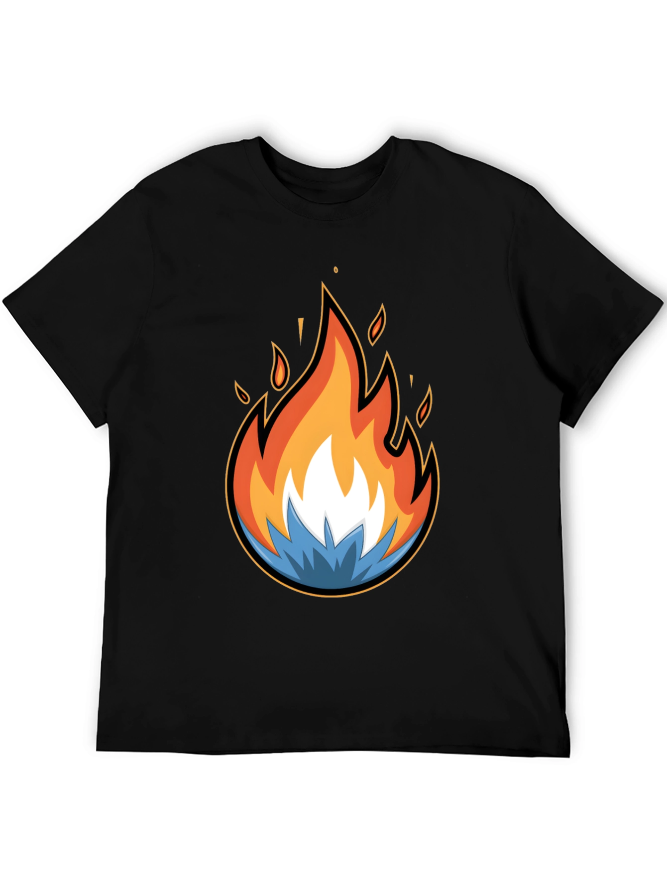 Fire and Ice Graphic Black T-Shirt - Bold Design