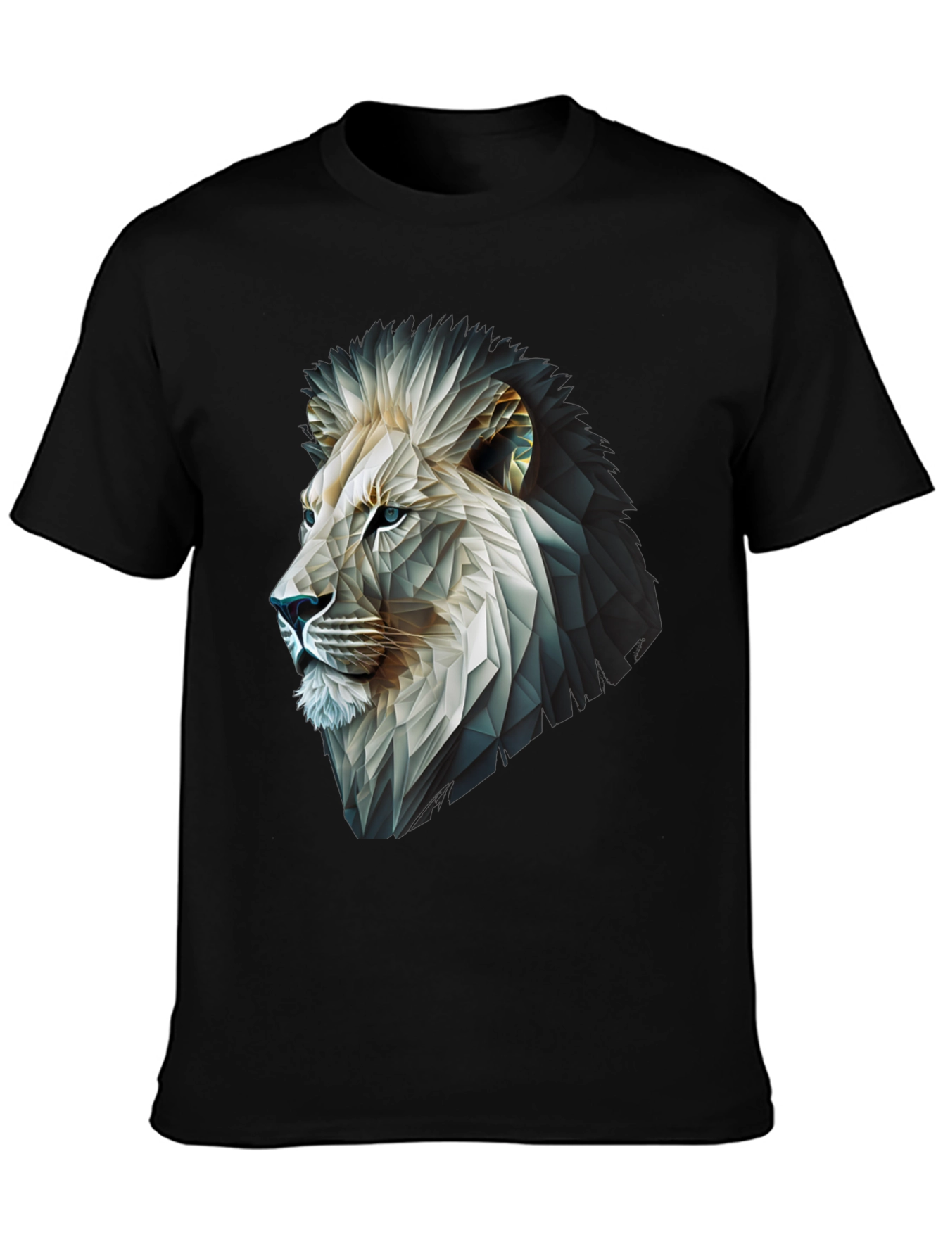 Geometric Lion Graphic T-Shirt - Modern Black Tee