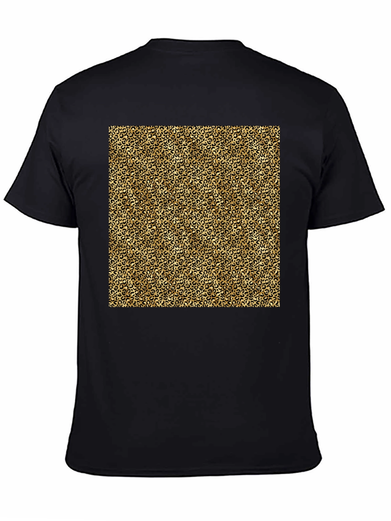 Black T-Shirt with Leopard Print Design