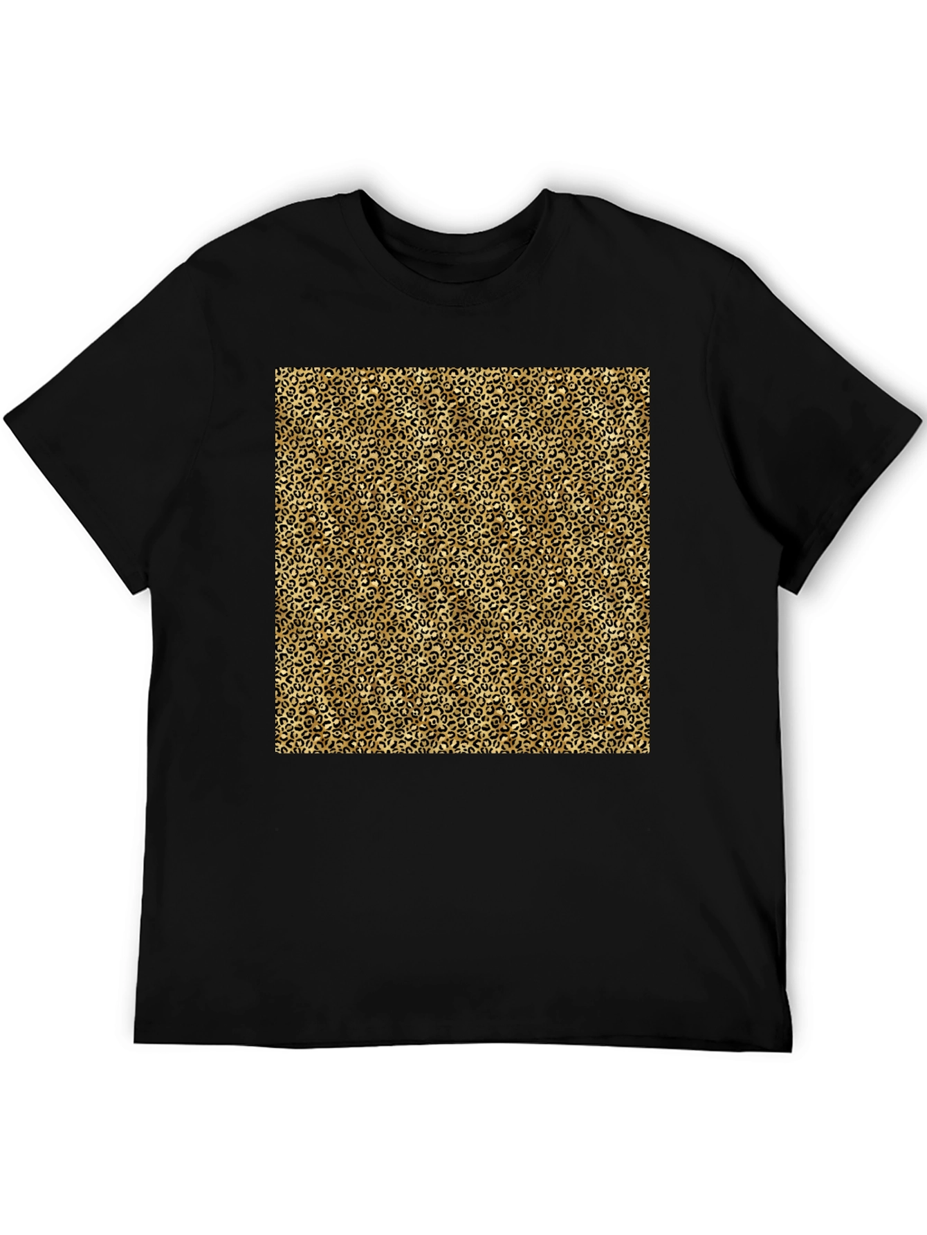 Black T-Shirt with Leopard Print Design