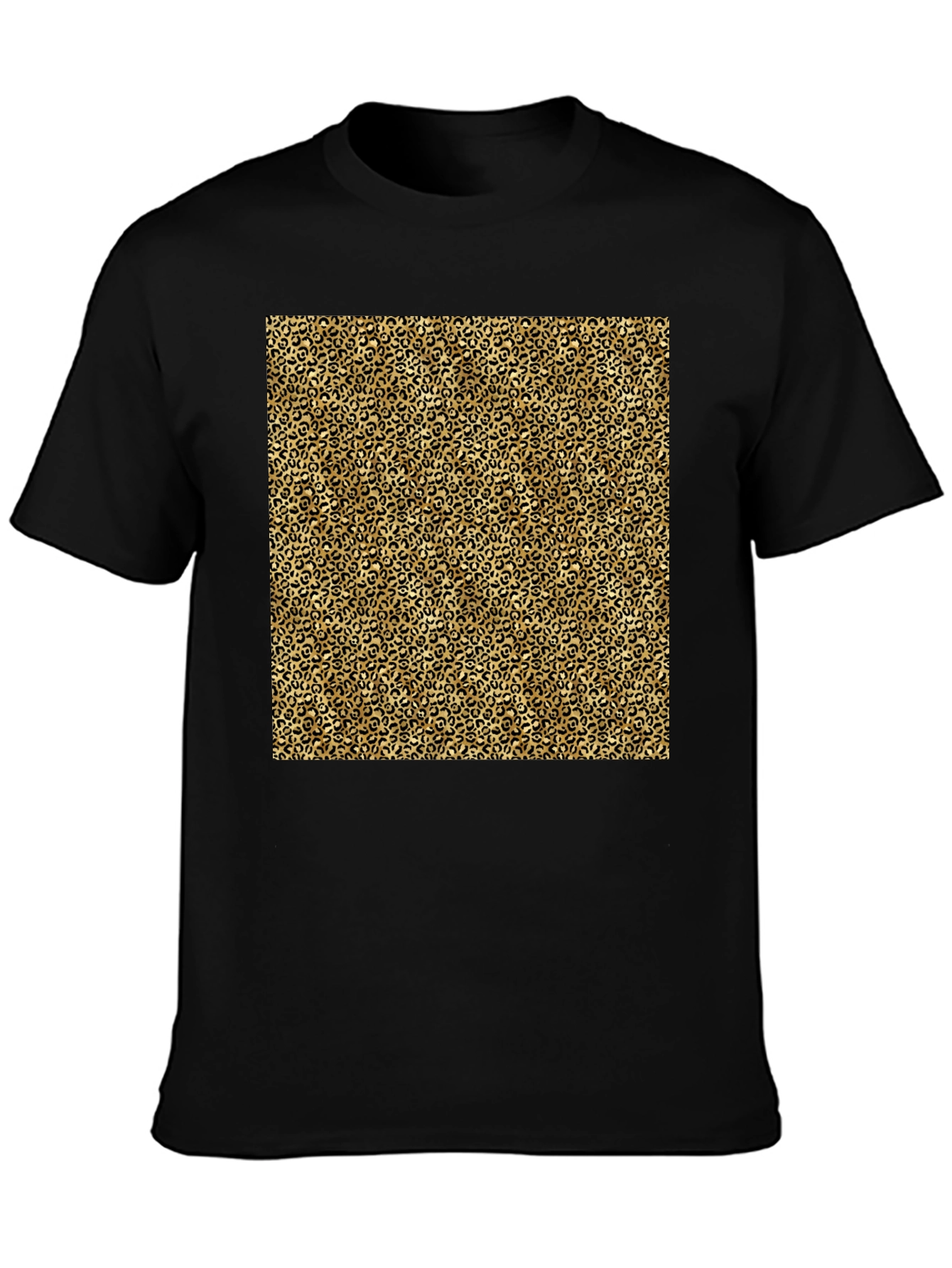 Black T-Shirt with Leopard Print Design