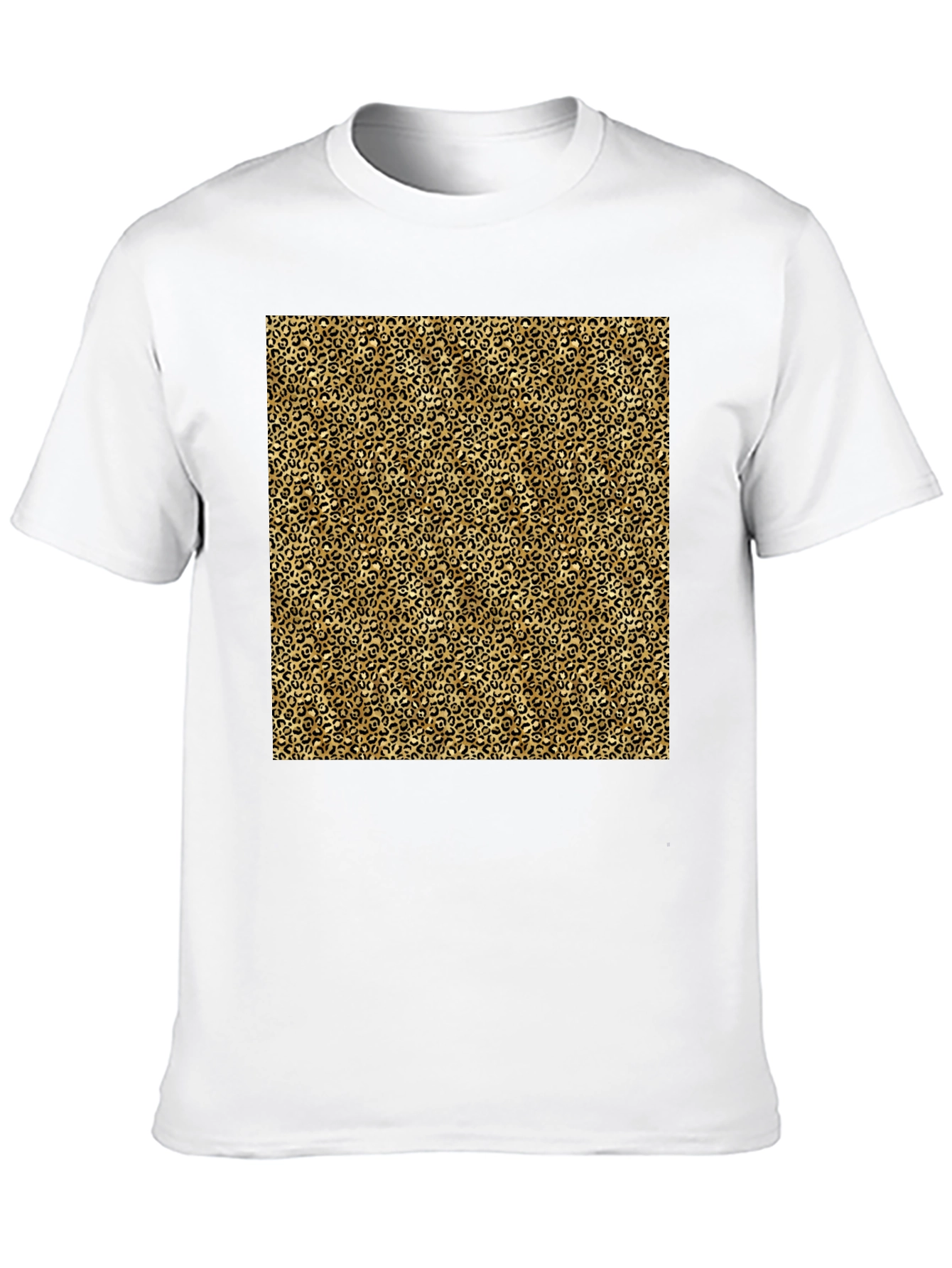 Black T-Shirt with Leopard Print Design